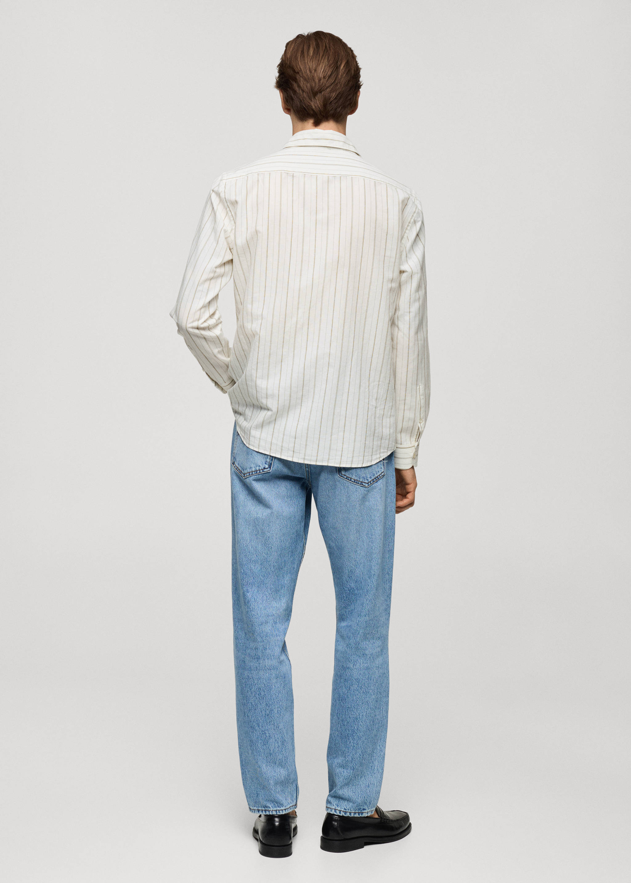Regular-fit striped cotton-linen shirt - Reverse of the article
