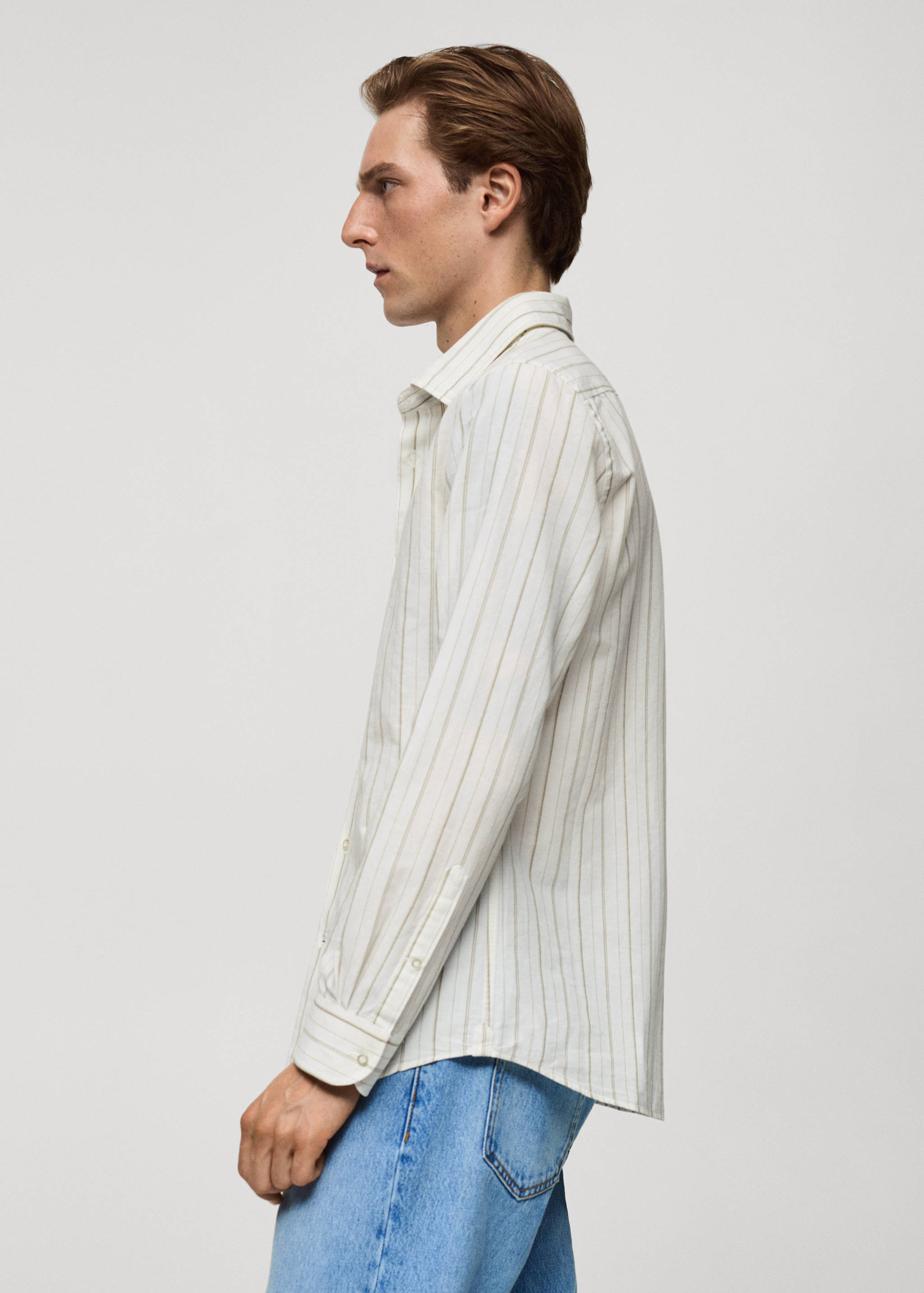 Regular-fit striped cotton-linen shirt - Details of the article 2