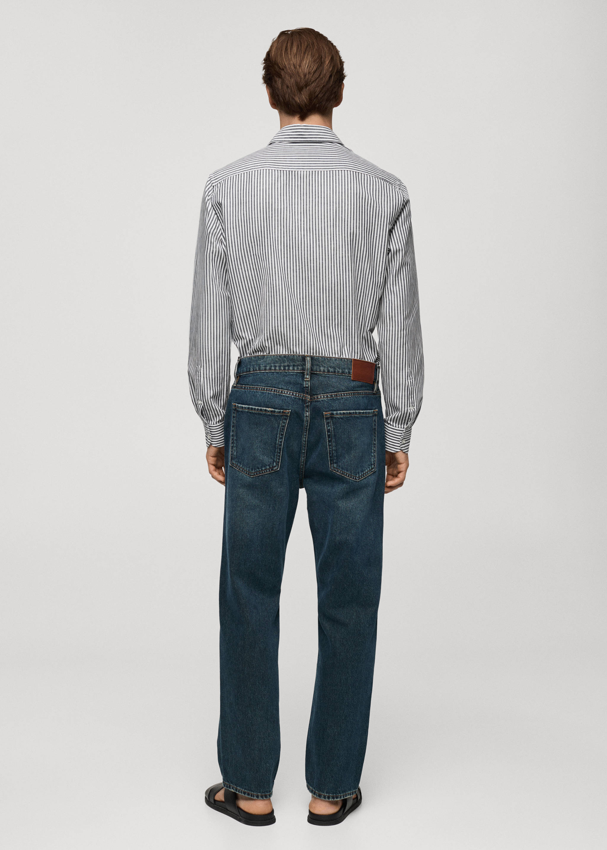 Regular-fit striped cotton-linen shirt - Reverse of the article