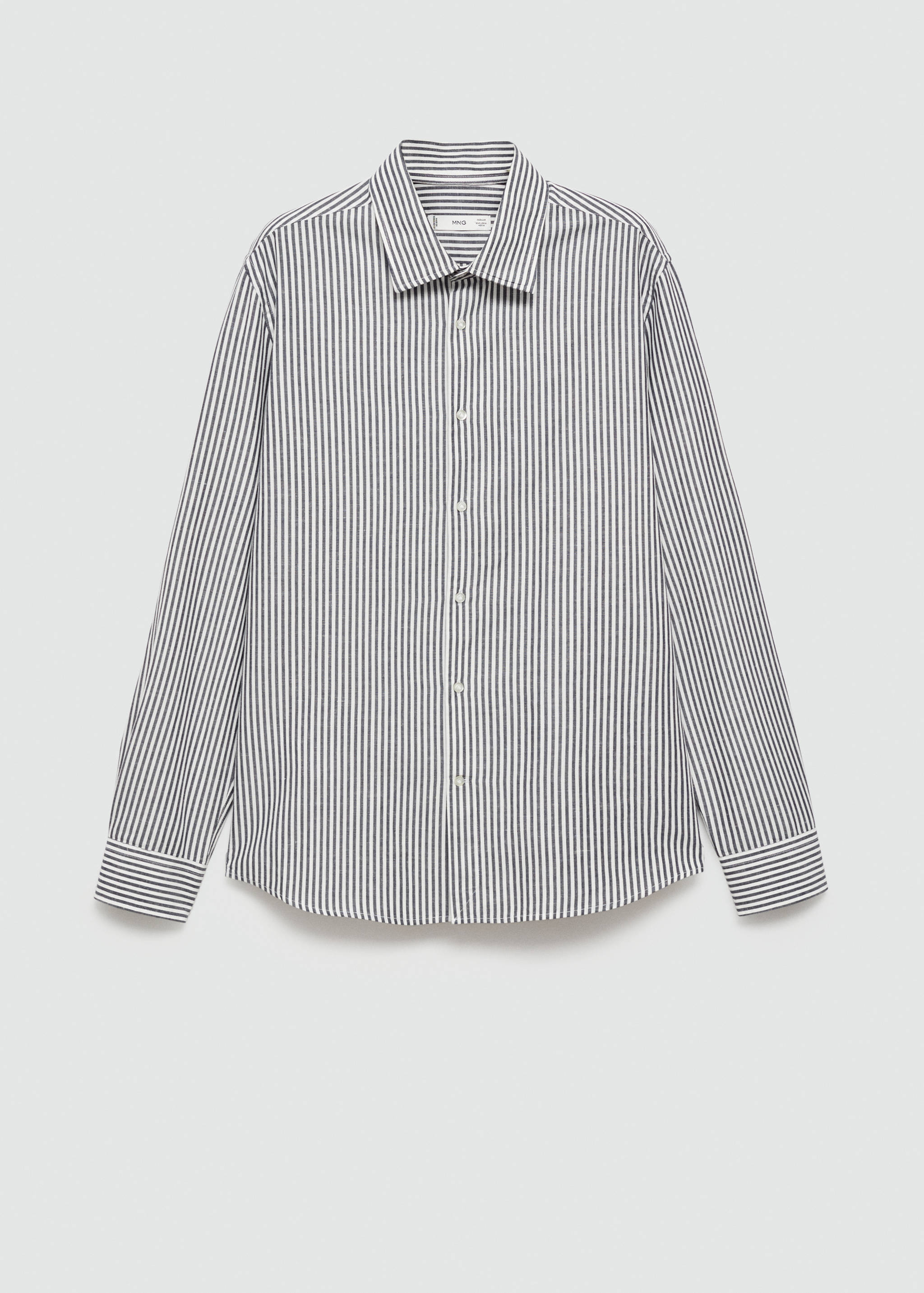 Regular-fit striped cotton-linen shirt - Article without model