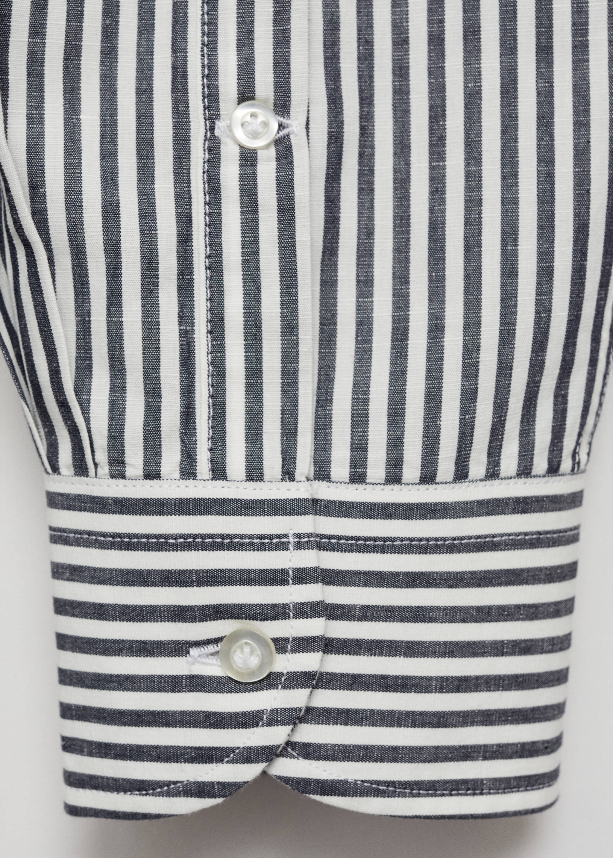 Regular-fit striped cotton-linen shirt - Details of the article 0