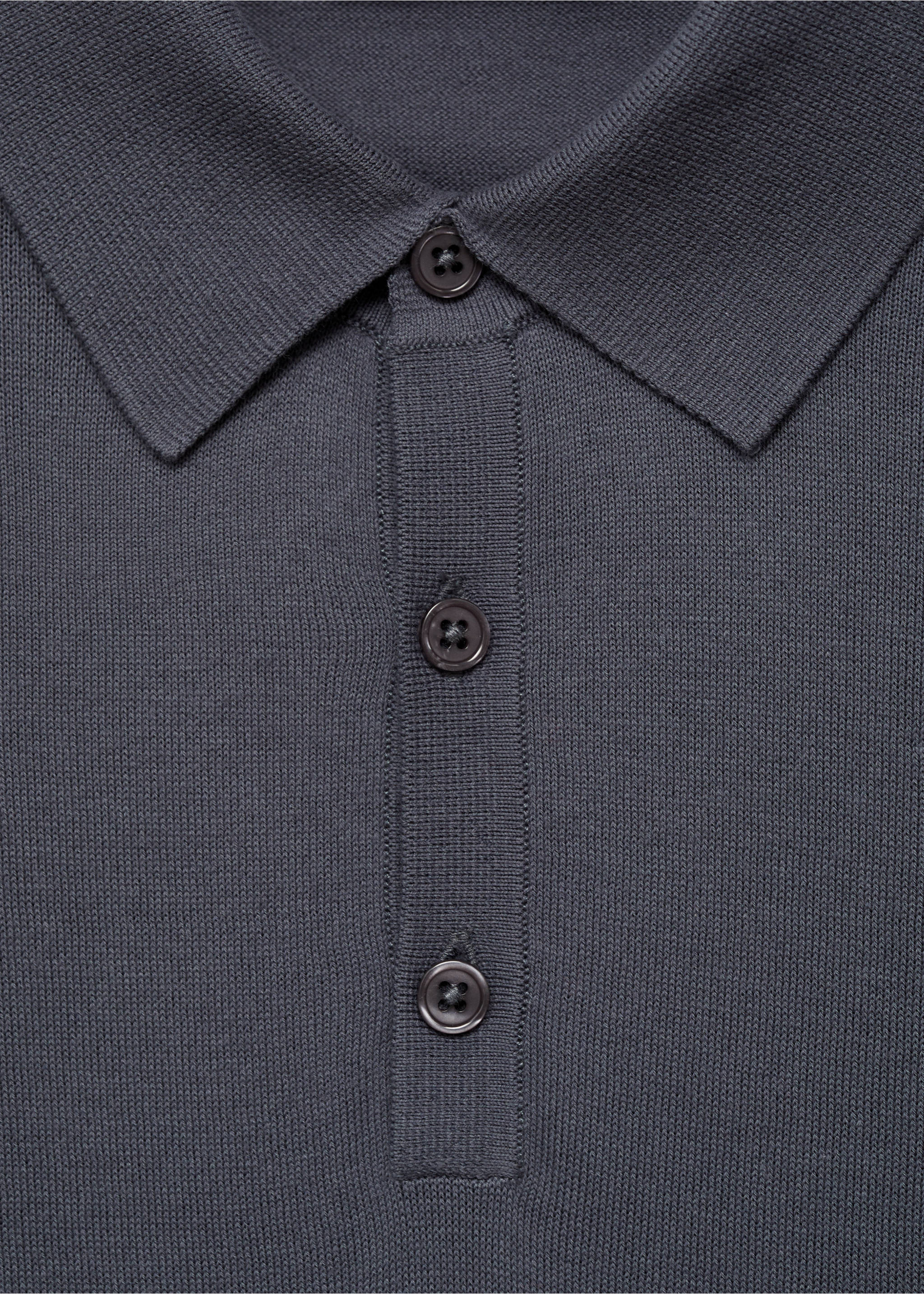 100% cotton knitted polo shirt - Details of the article 8, Medium Grey. Ref: 77022539-00.