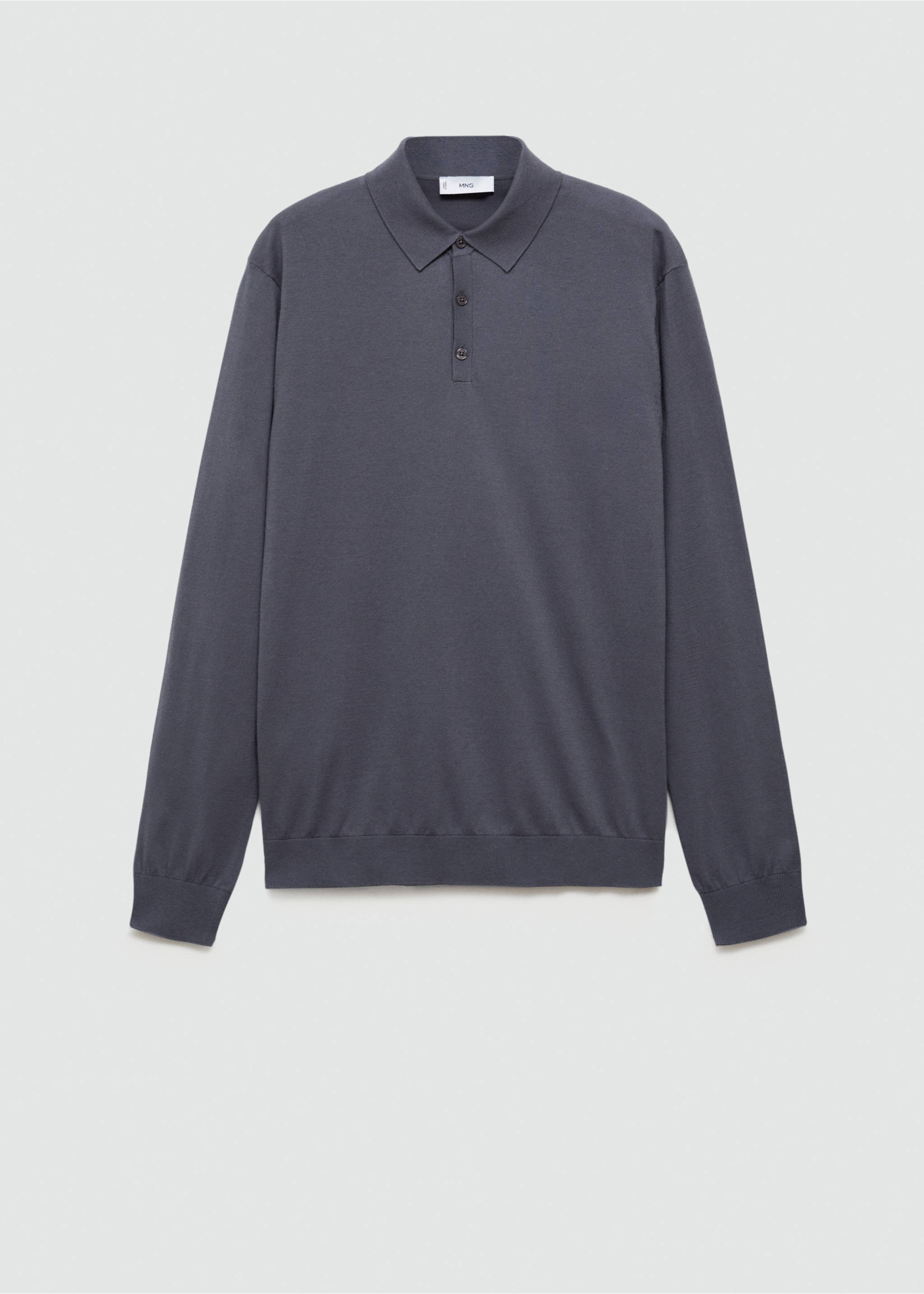 100% cotton knitted polo shirt - Article without model, Medium Grey. Ref: 77022539-00.