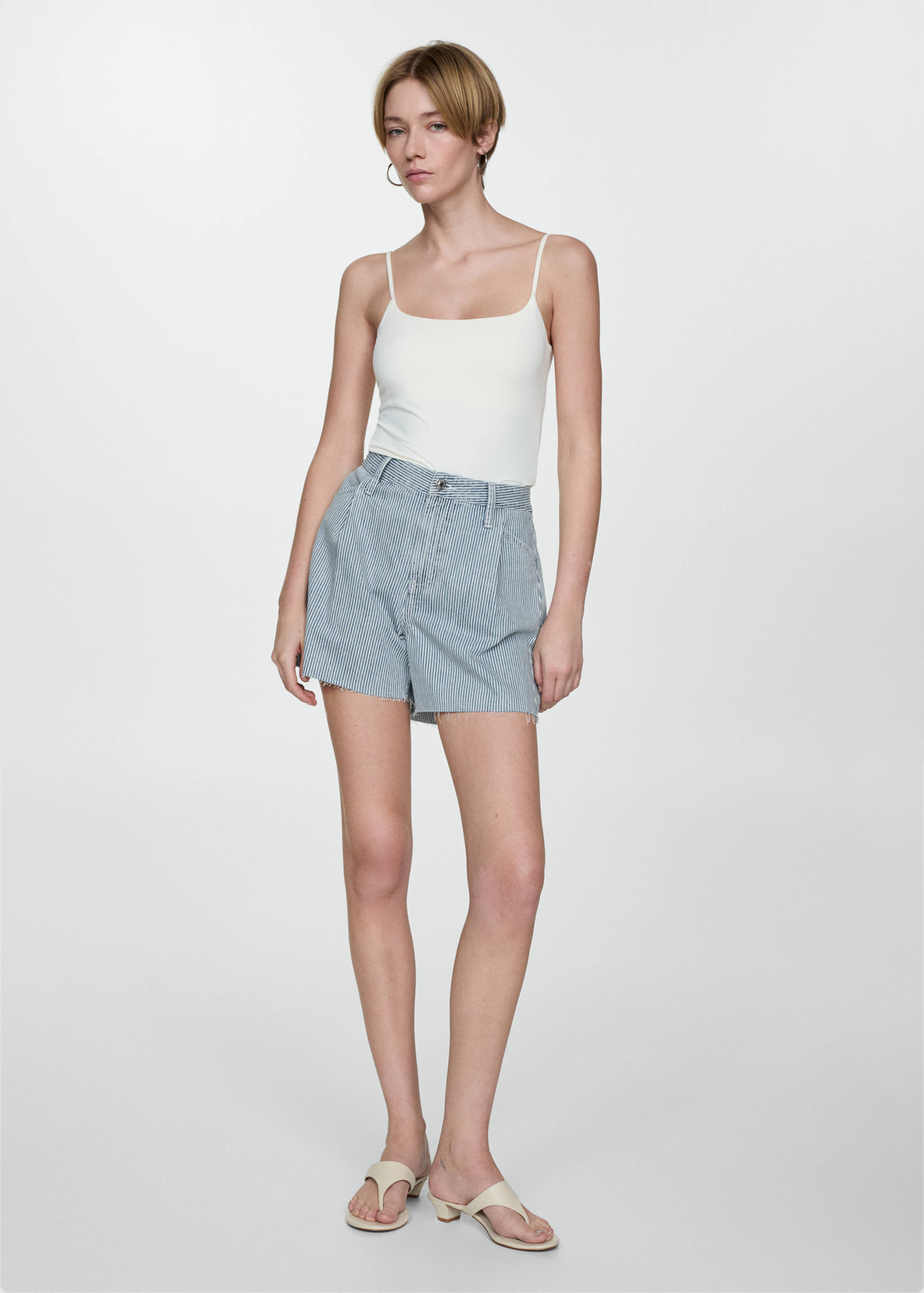 Stripe-print denim shorts - Details of the article 2
