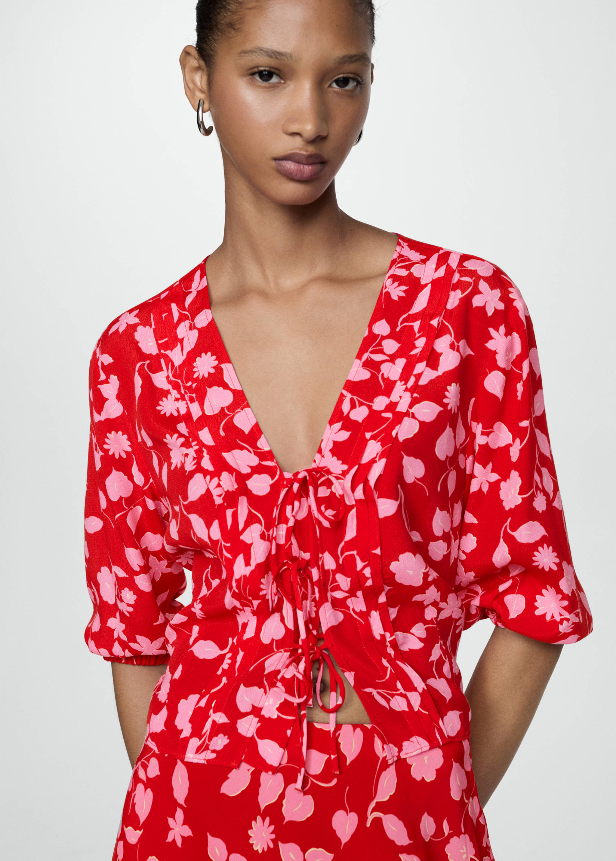 Bow printed blouse - Medium plane