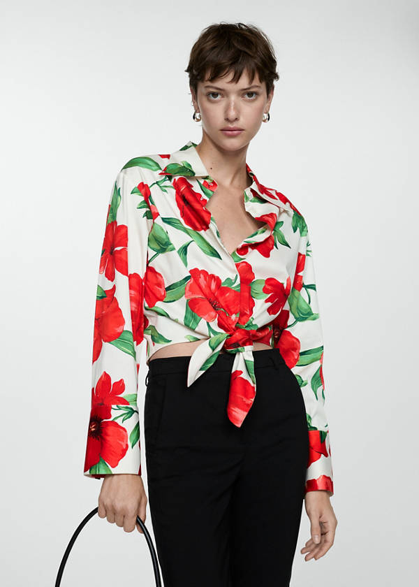 Bow printed shirt — Red