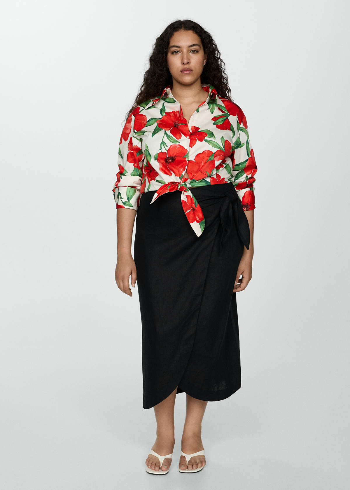 Bow printed shirt — Red