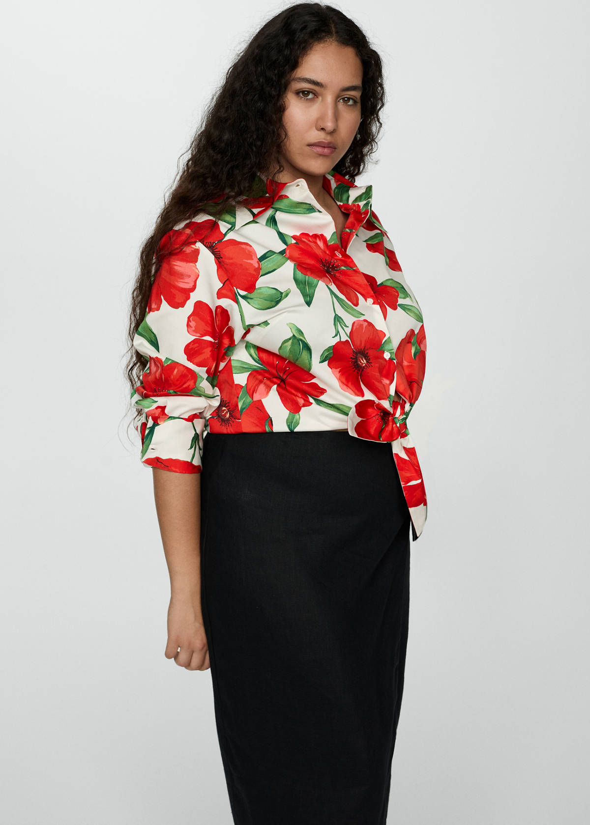Bow printed shirt — Red