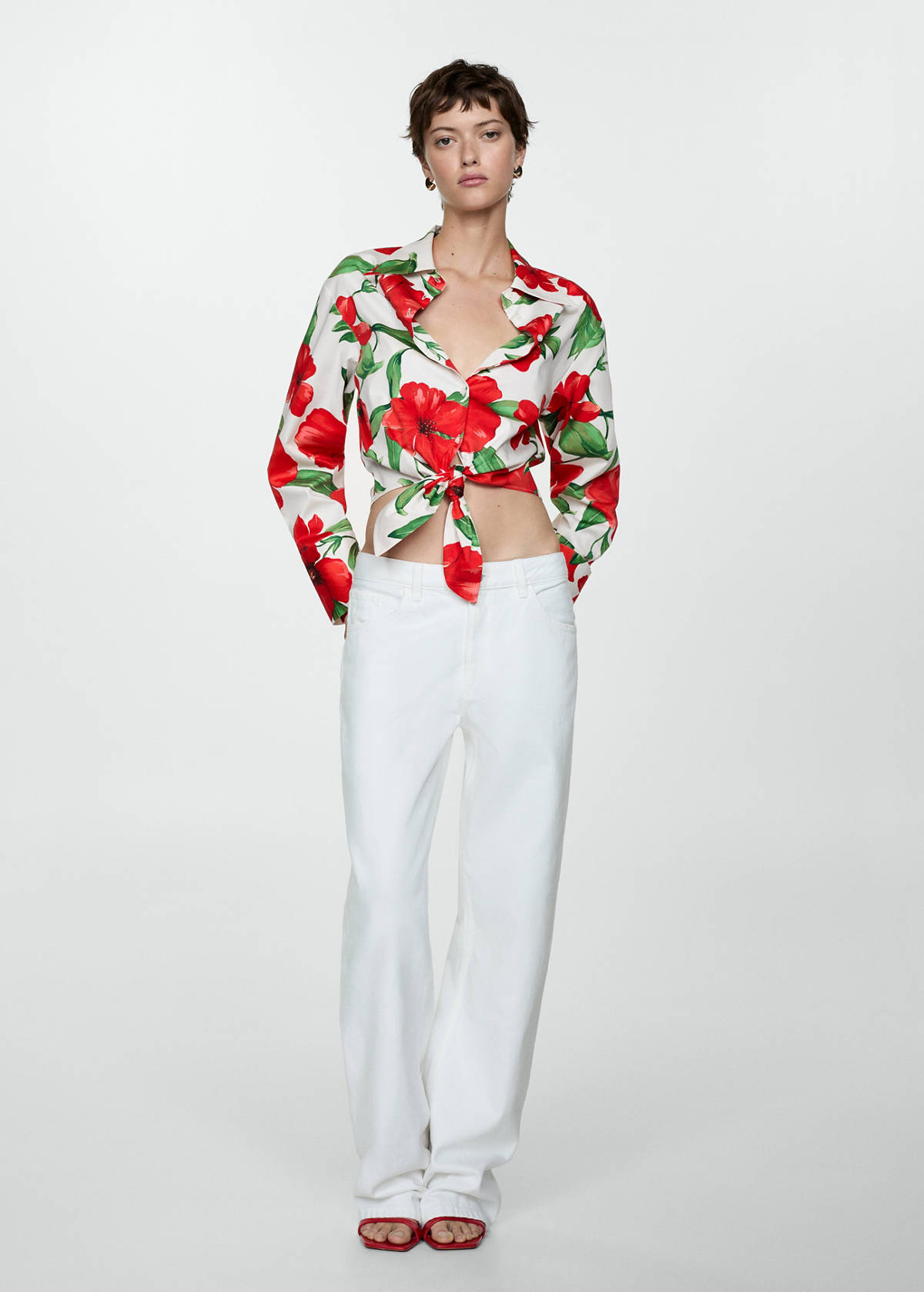 Bow printed shirt — Red