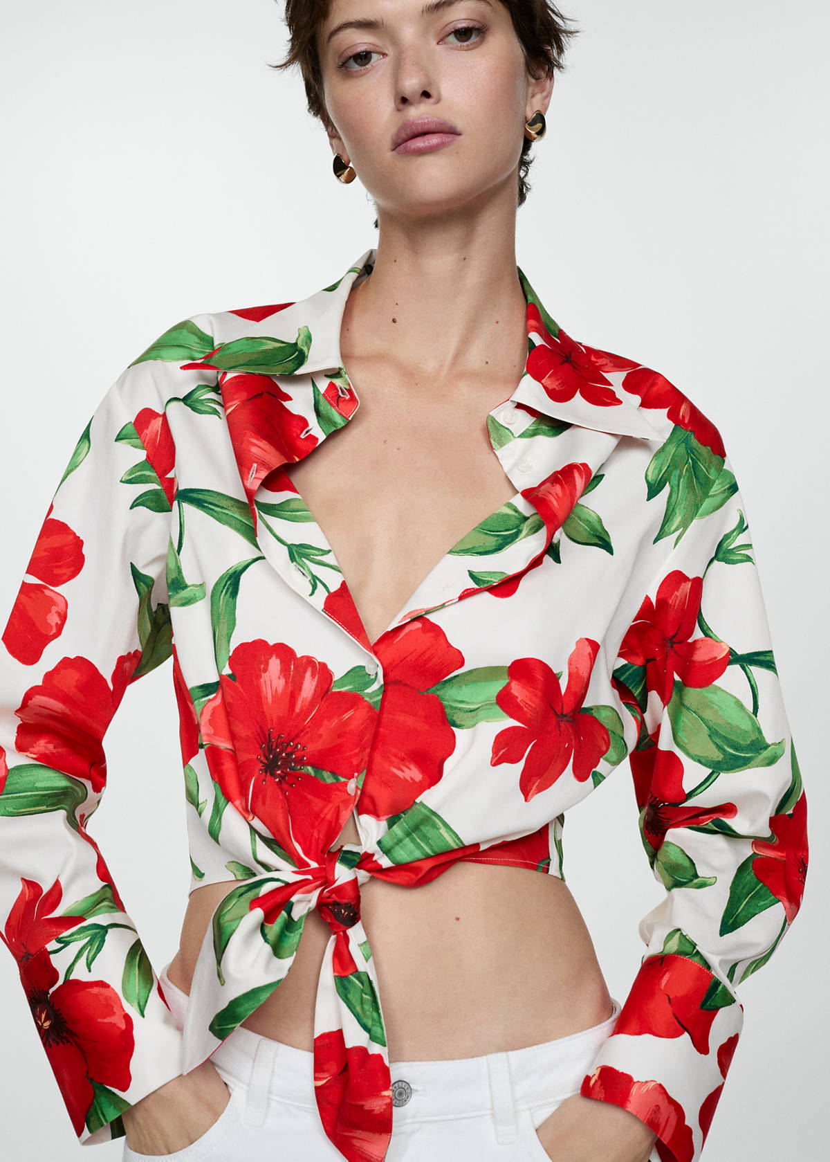 Bow printed shirt — Red