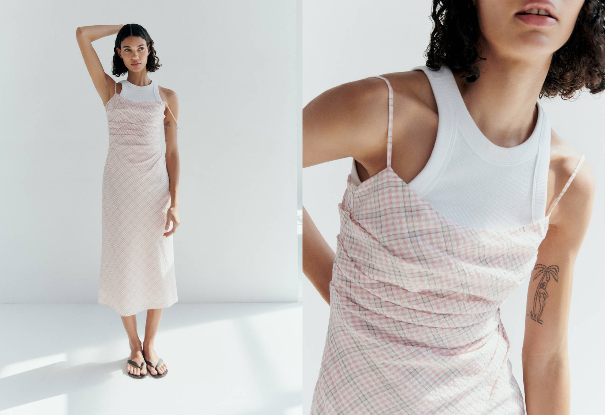Robe midi en imprimé carreaux - Plan panoramique