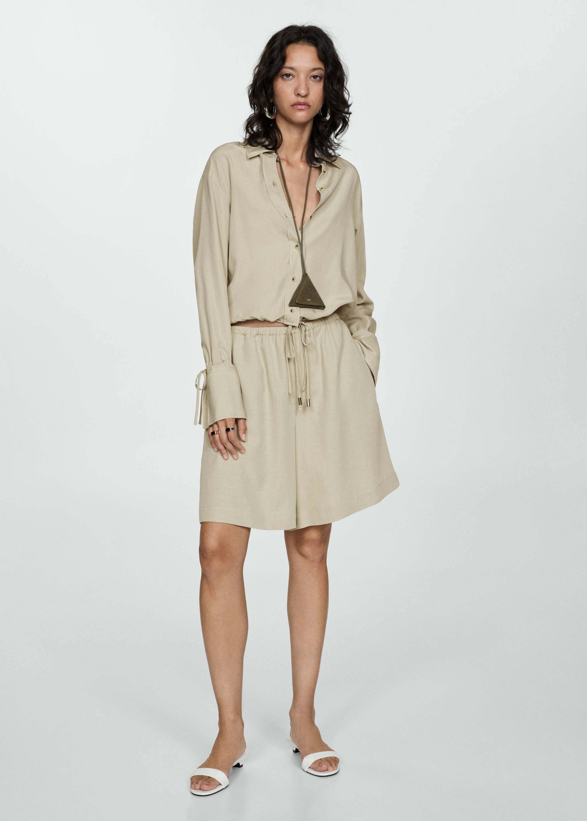 Wide leg lyocell bermuda shorts - General plane