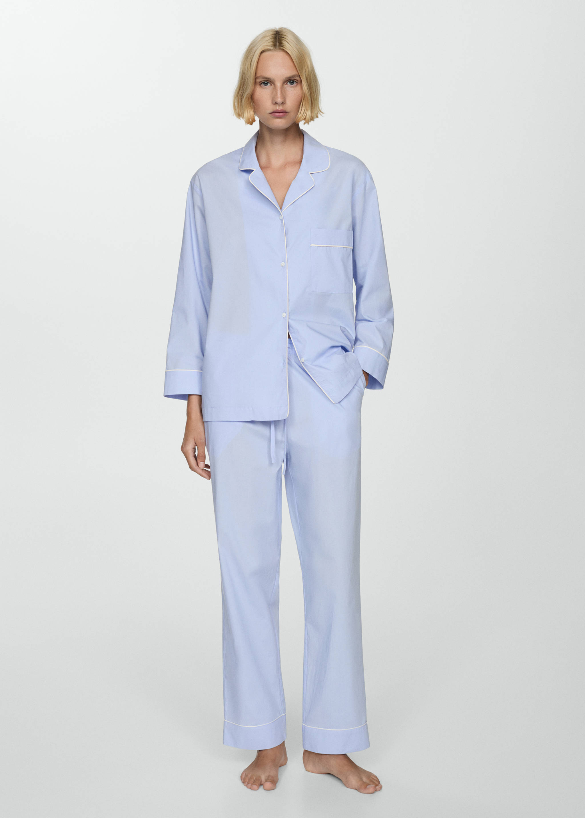 Straight pyjama trousers with bow - General plane