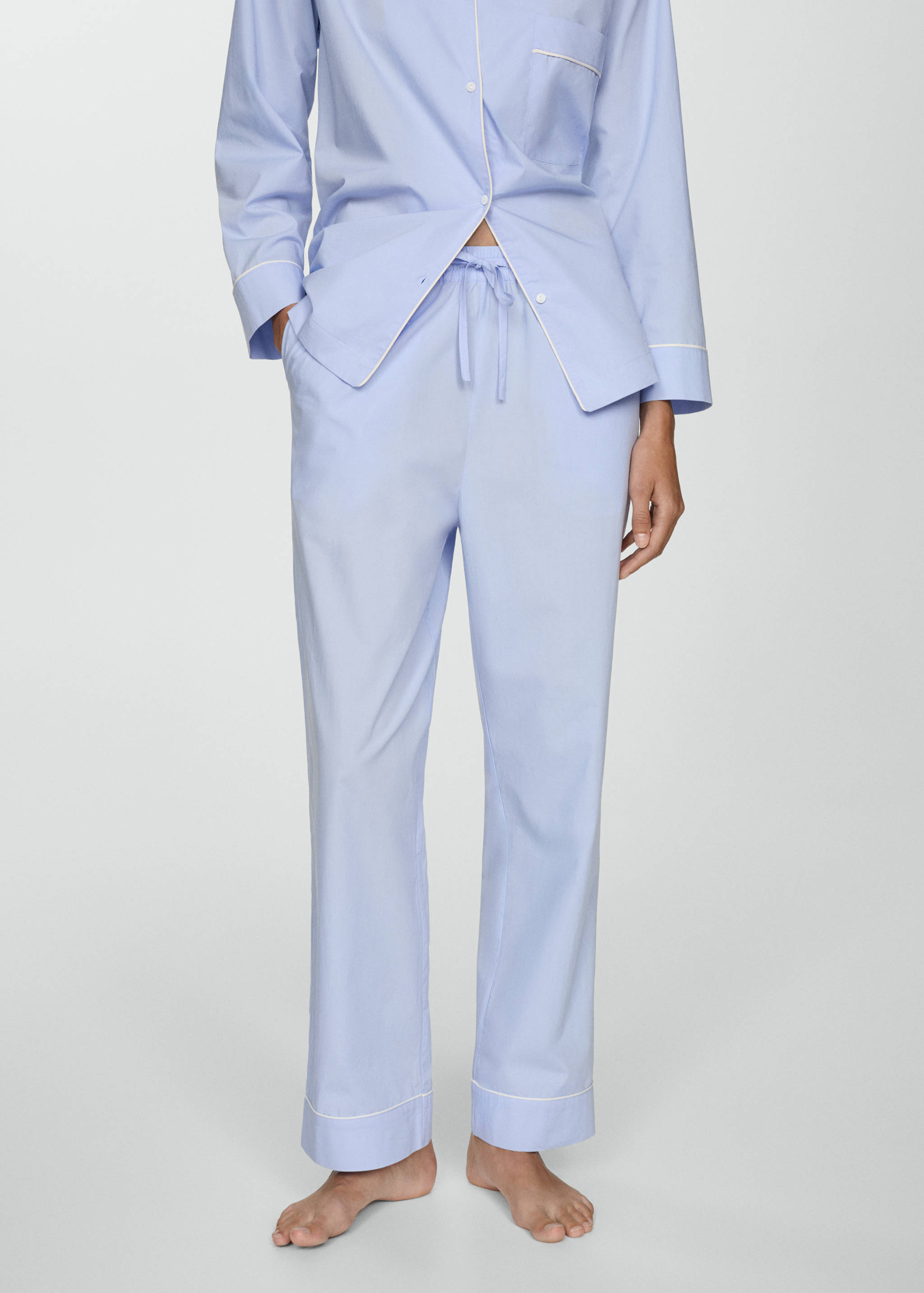 Straight pyjama trousers with bow - Medium plane