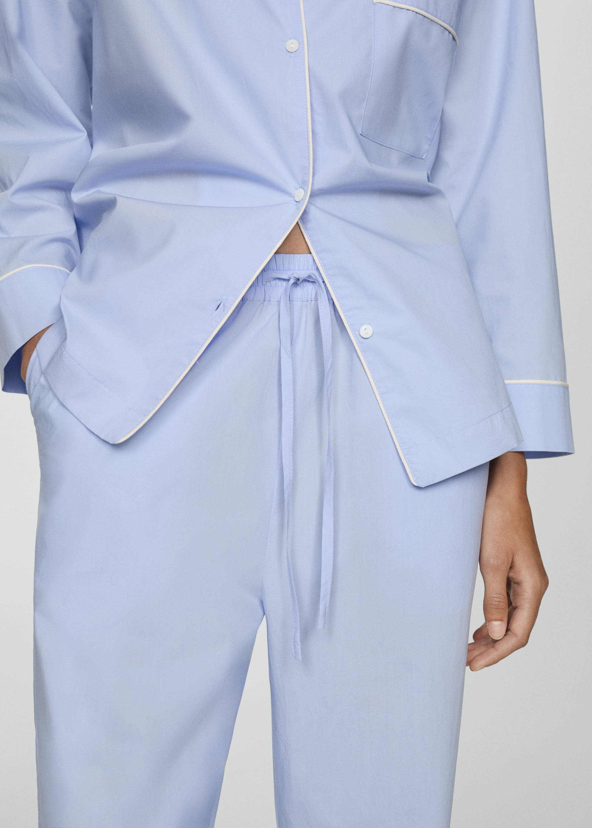 Straight pyjama trousers with bow - Details of the article 1