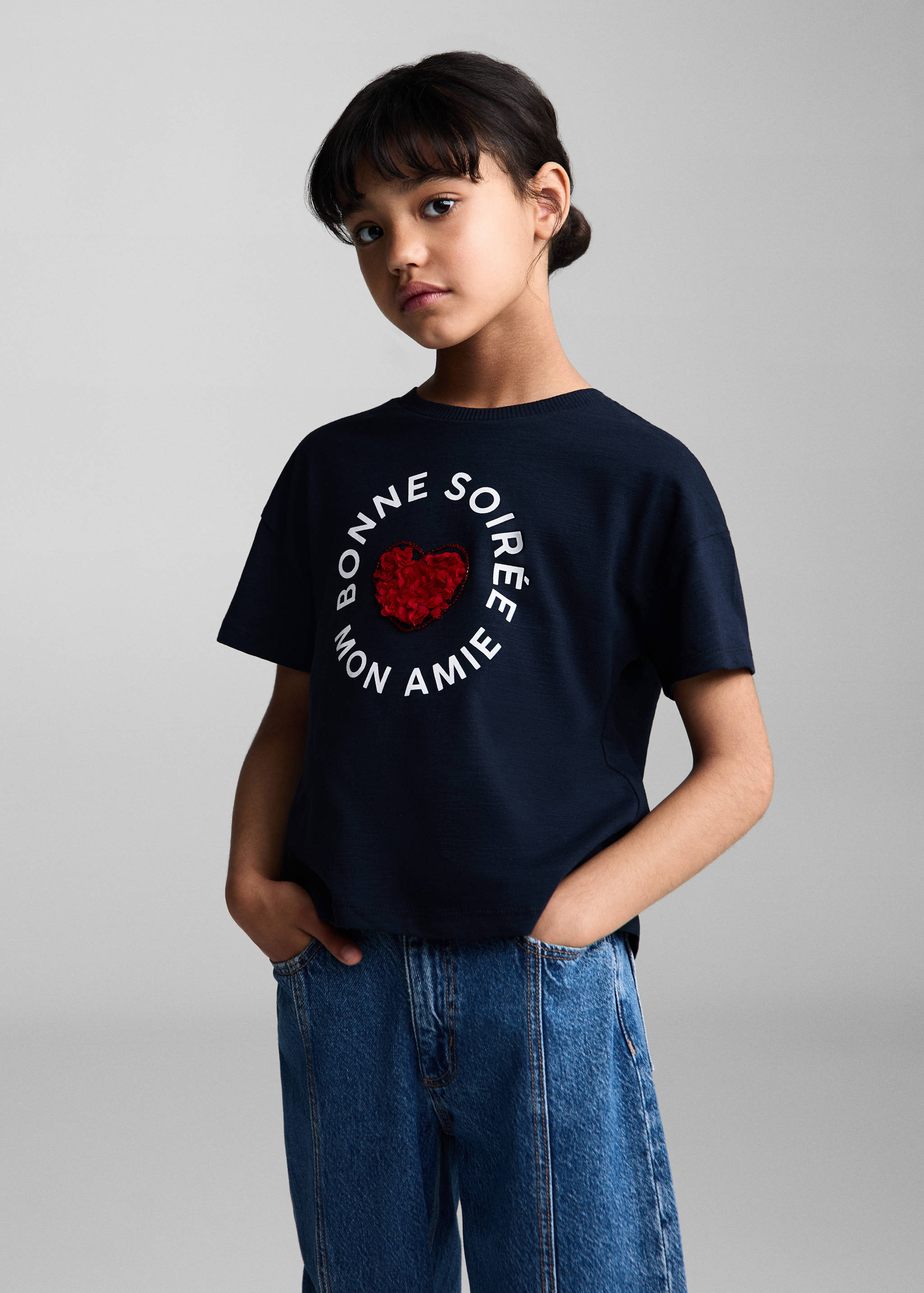 爱心印花T恤 - null