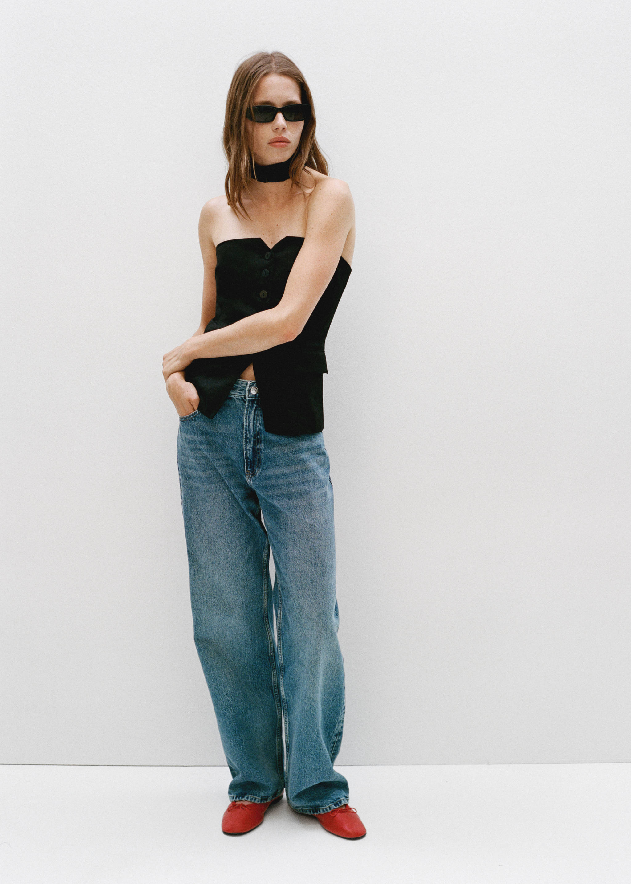 Leather ballet flats with bow - General plane