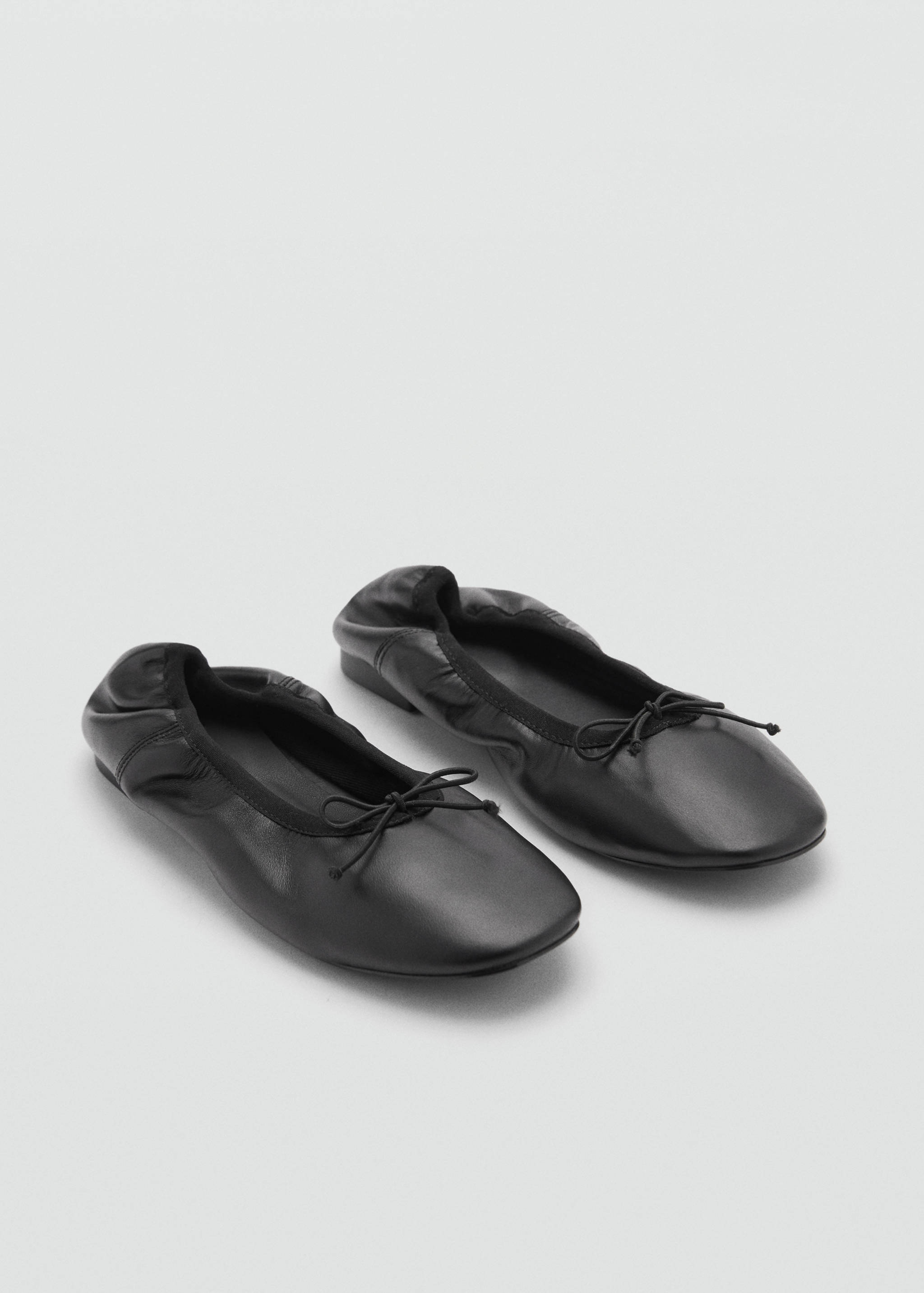 Leather ballet flats with bow - Medium plane