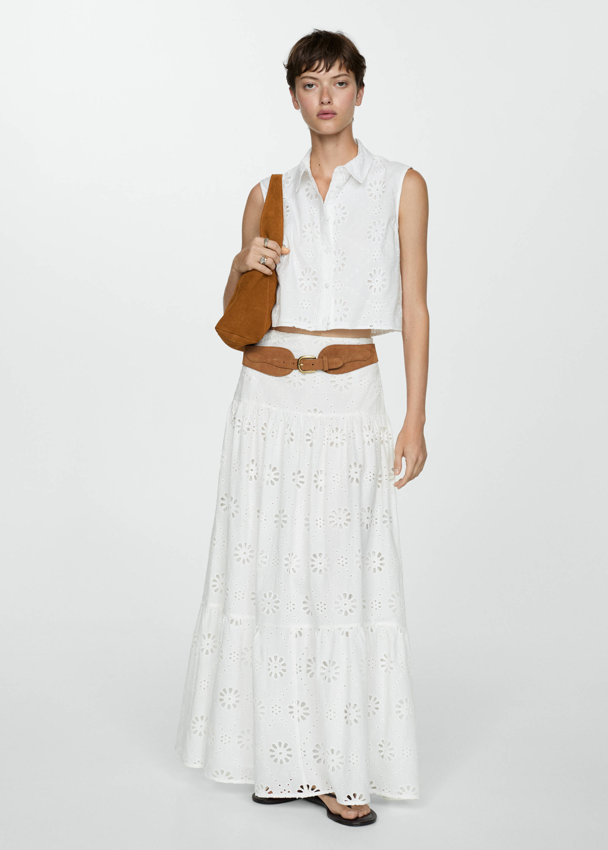 英格兰刺绣棉质短裙 - null