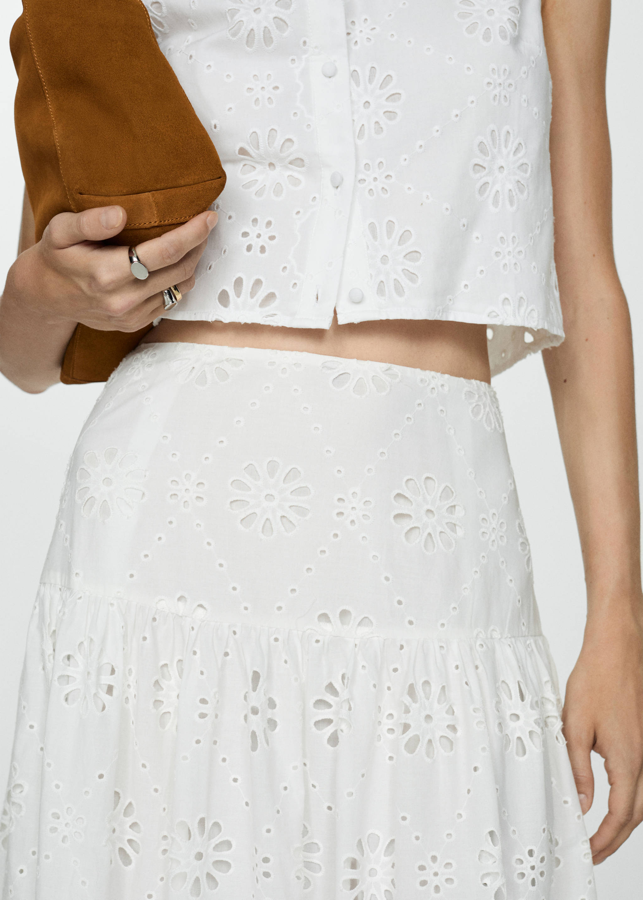 英格兰刺绣棉质短裙 - null