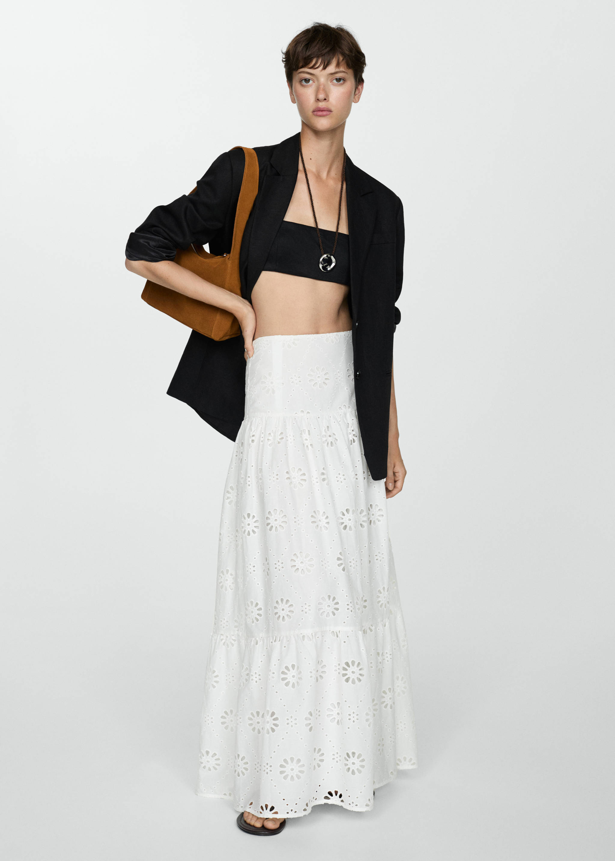 英格兰刺绣棉质短裙 - null