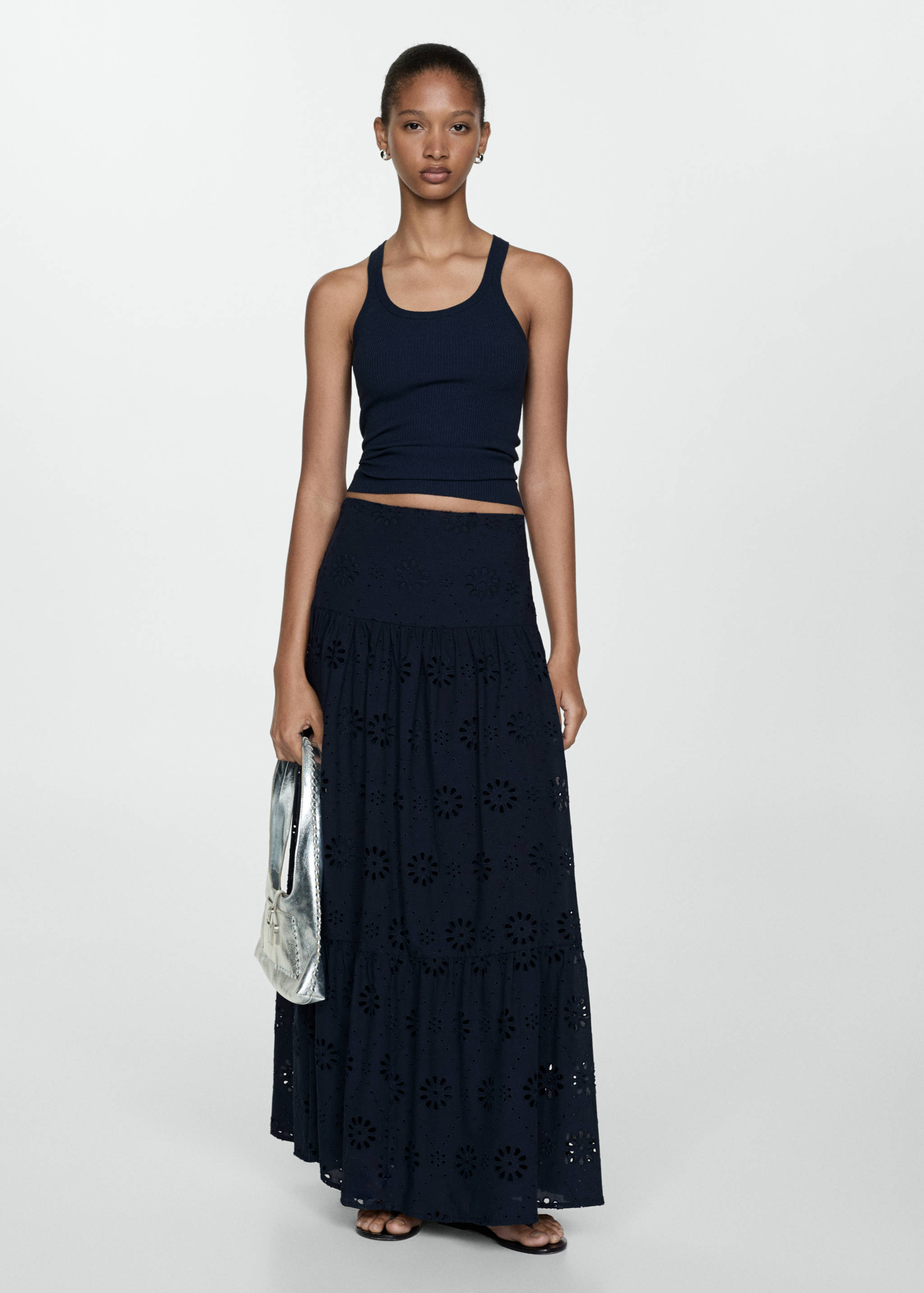 英格兰刺绣棉质短裙 - null