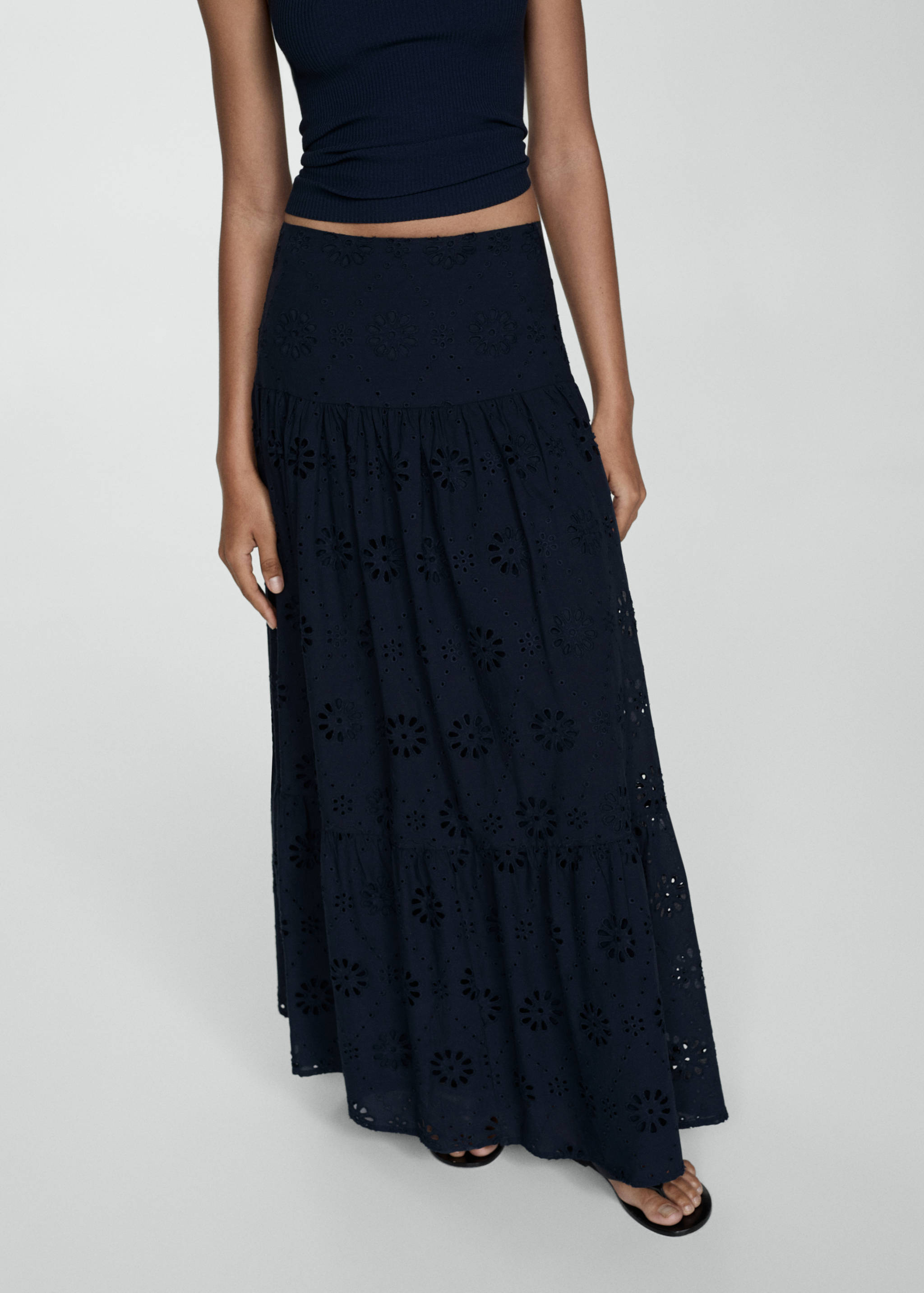 英格兰刺绣棉质短裙 - null