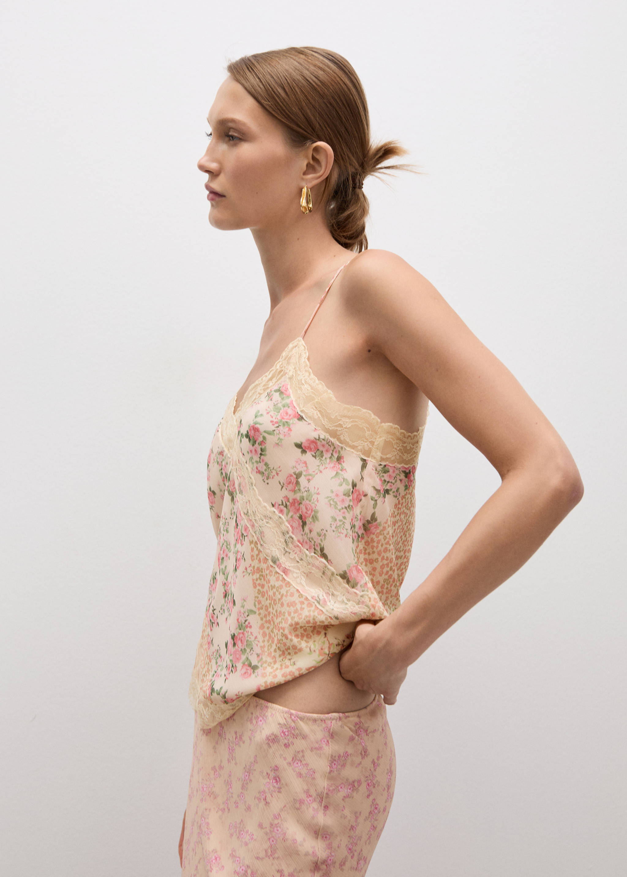 Printed lace top - Medium plane