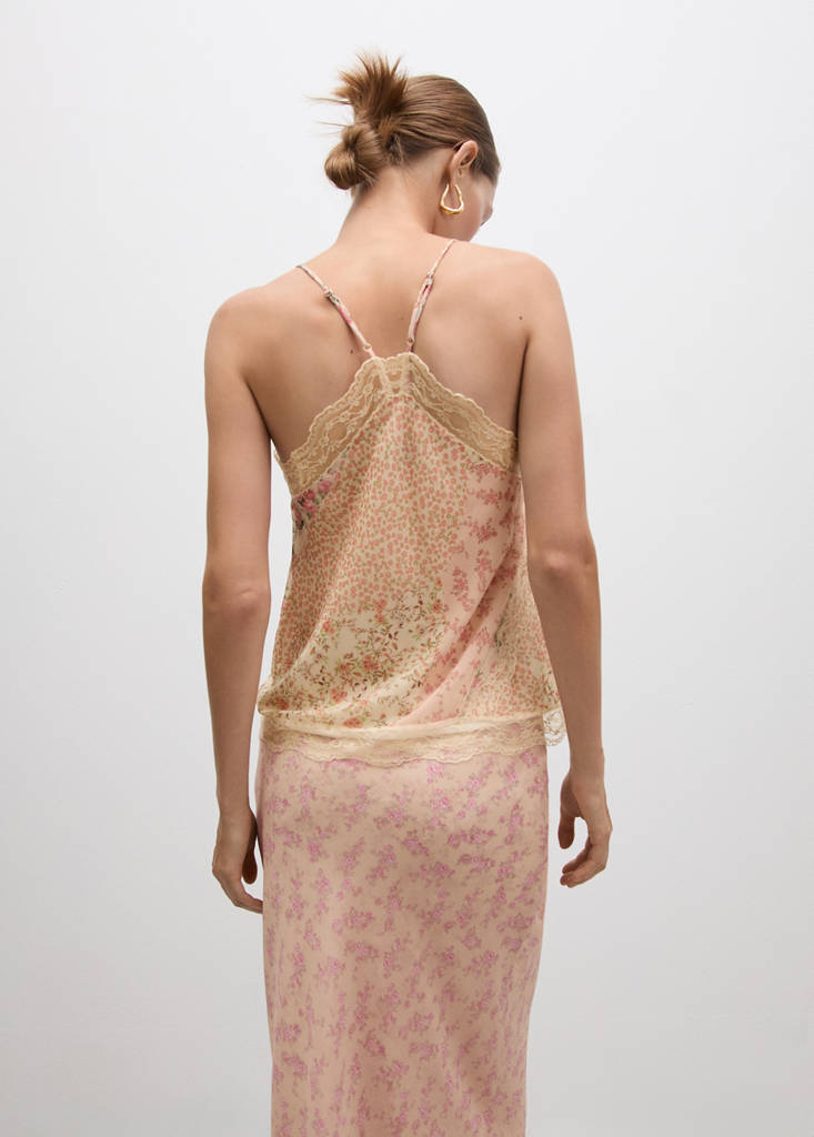 Printed lace top — Ecru