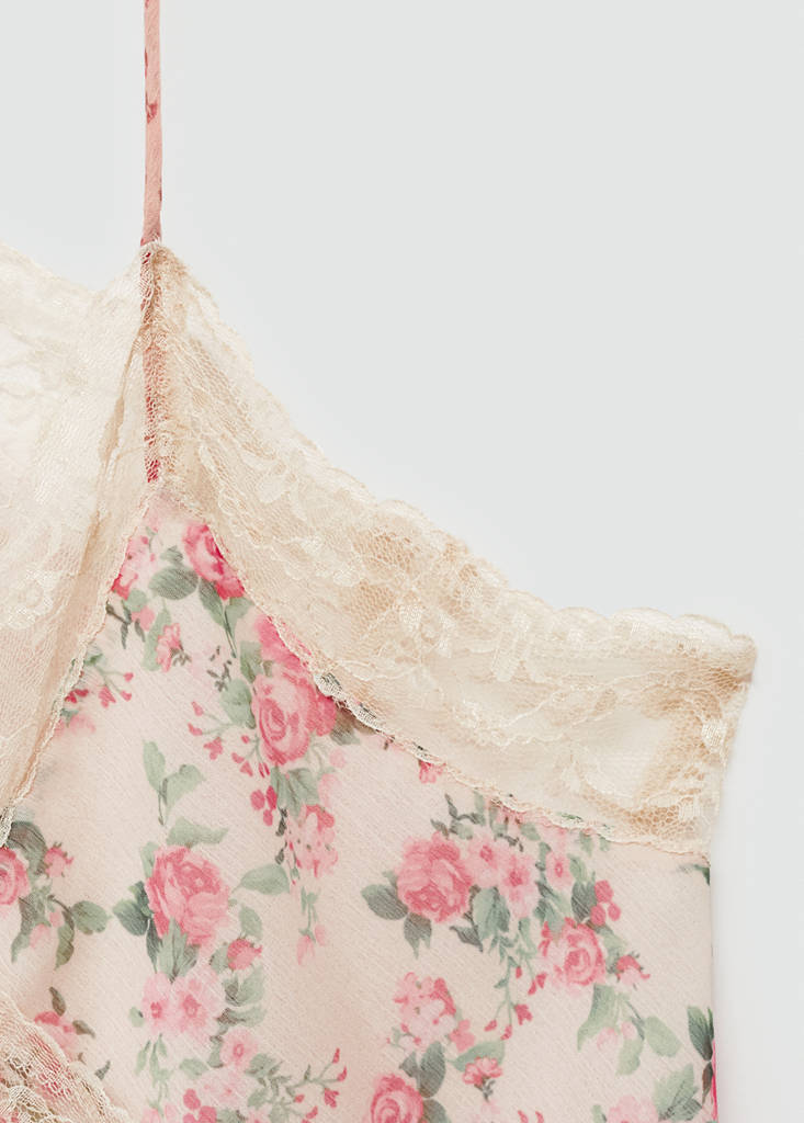 Printed lace top — Ecru