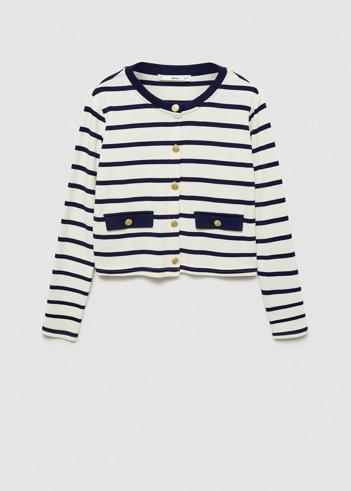 Striped cardigan with buttons — Ecru