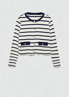 Striped cardigan with buttons — Ecru 5