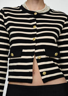 Striped cardigan with buttons — Black 4