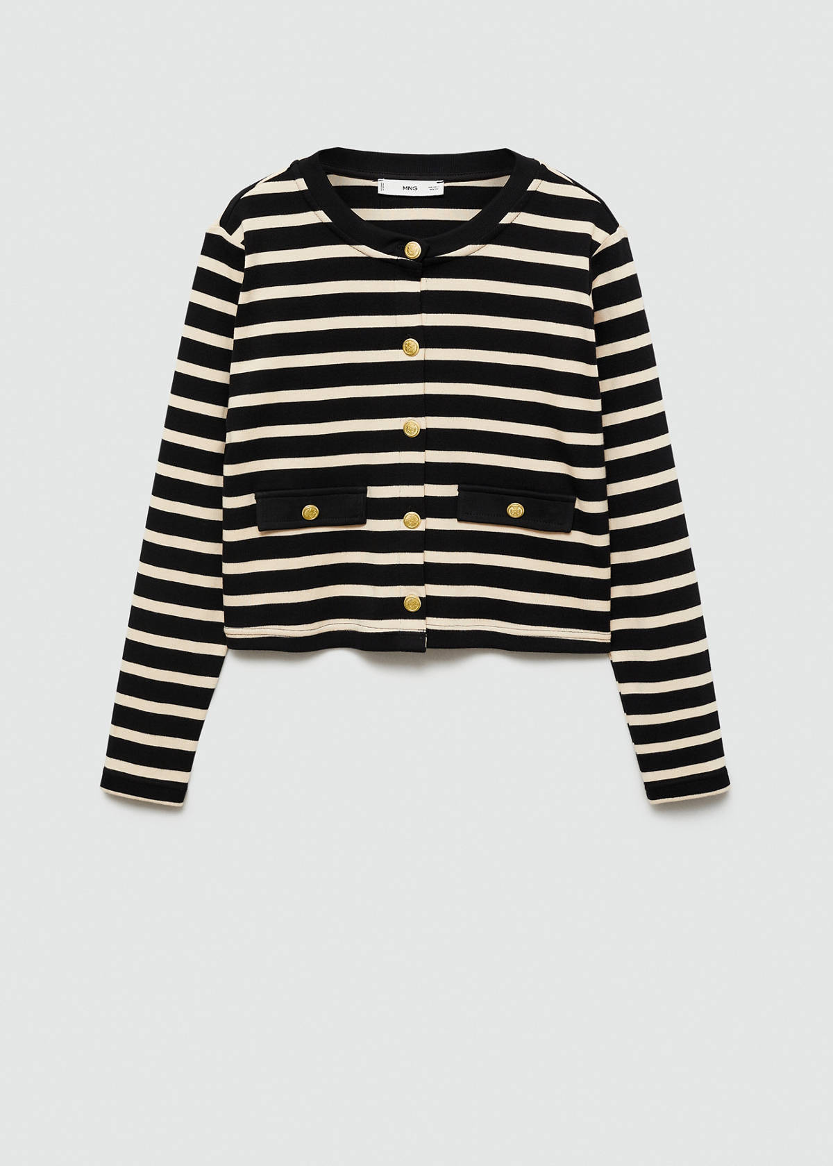 Striped cardigan with buttons — Black