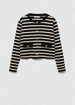 Striped cardigan with buttons — Black 5