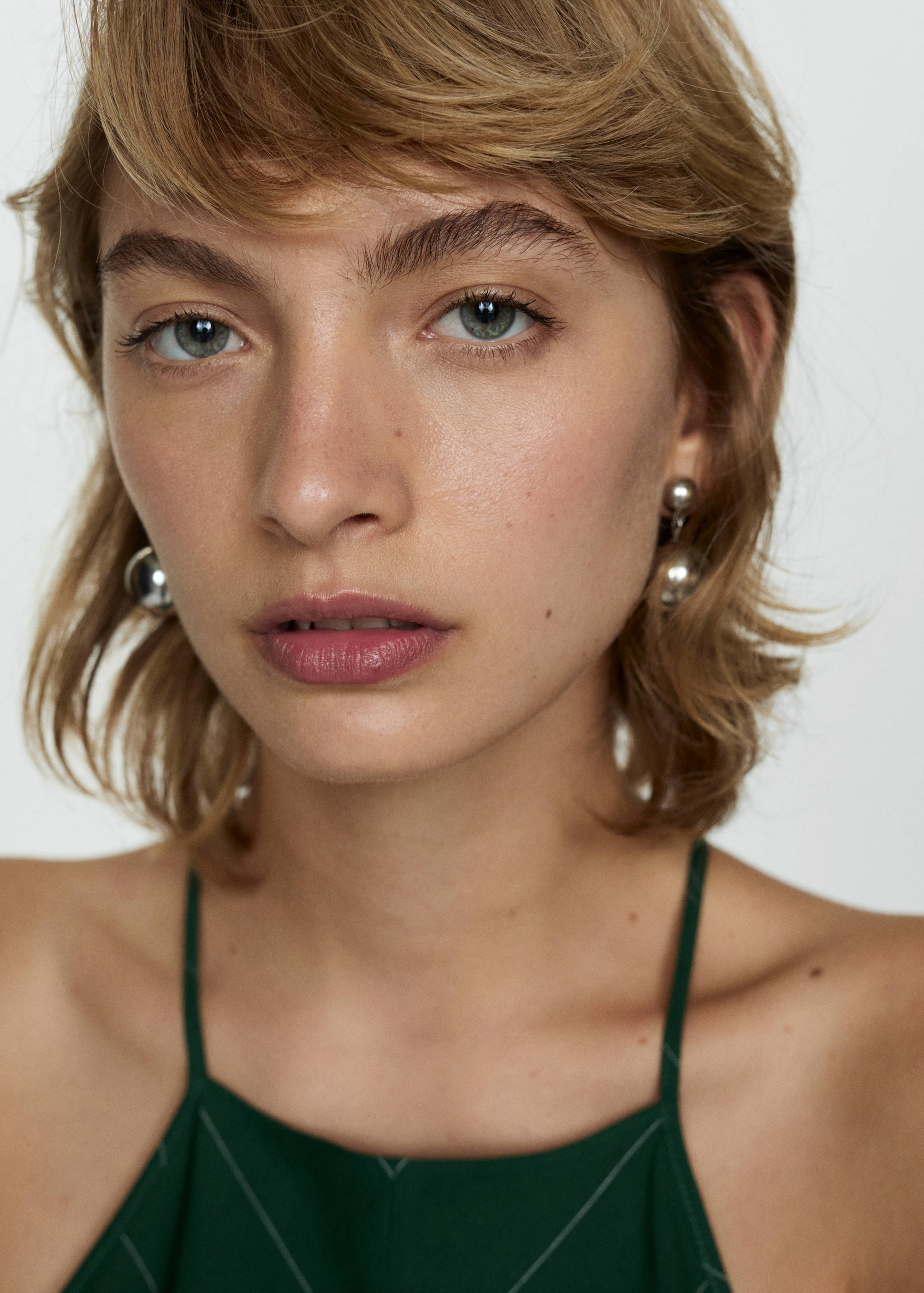 细条纹露背挂脖连衣裙 - null