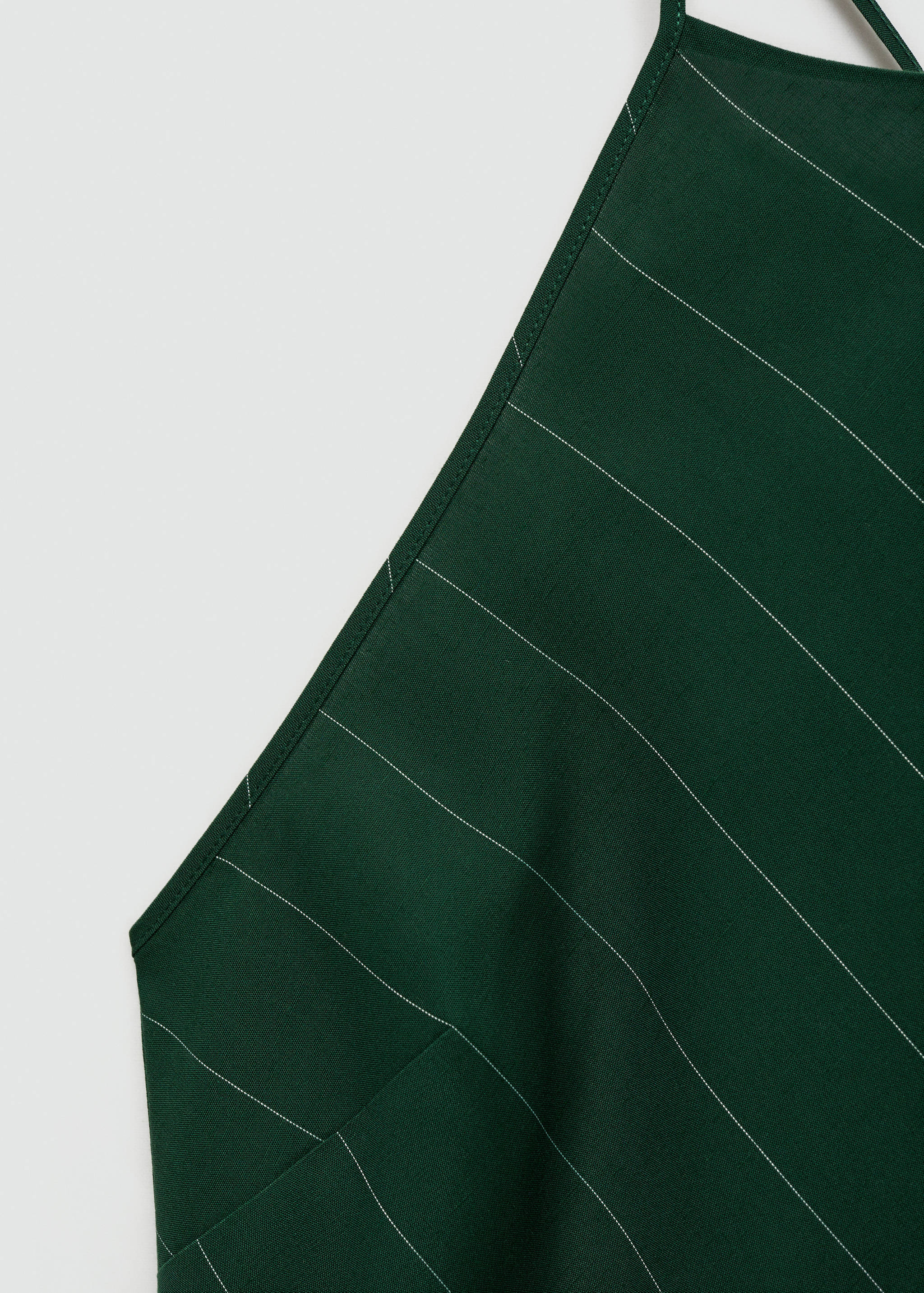 细条纹露背挂脖连衣裙 - null