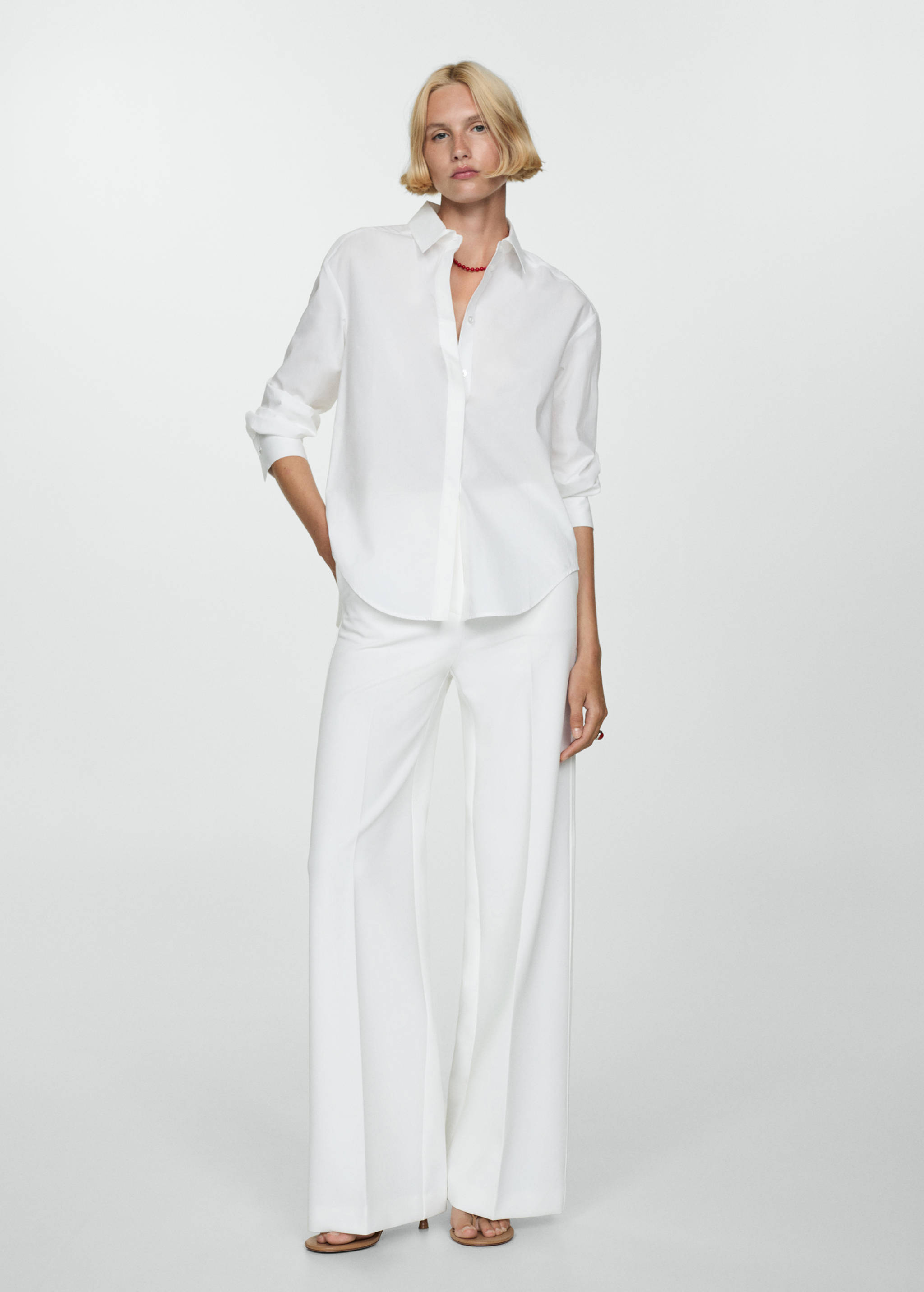 Lyocell shirt with hidden buttons - General plane