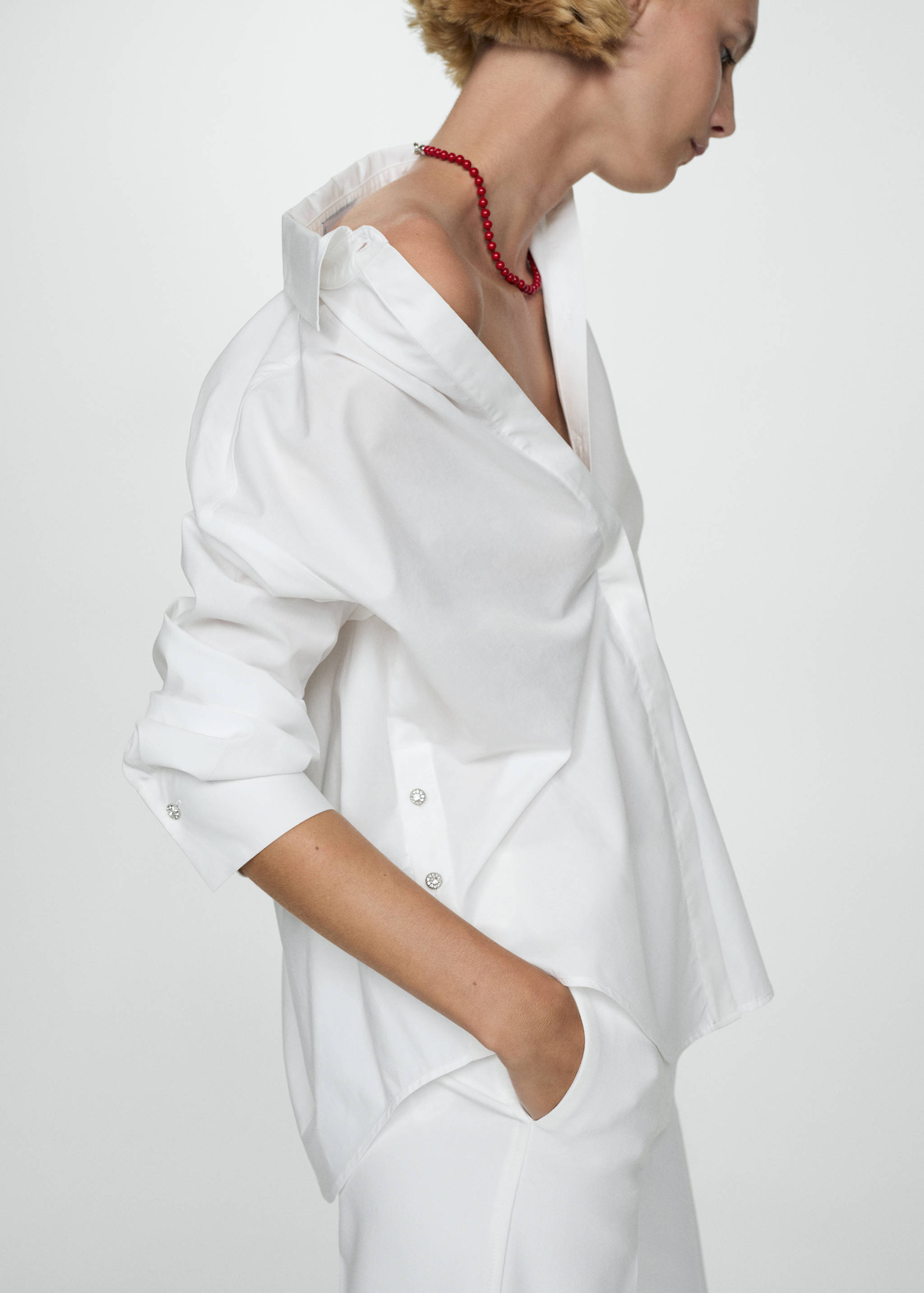 Lyocell shirt with hidden buttons - Medium plane