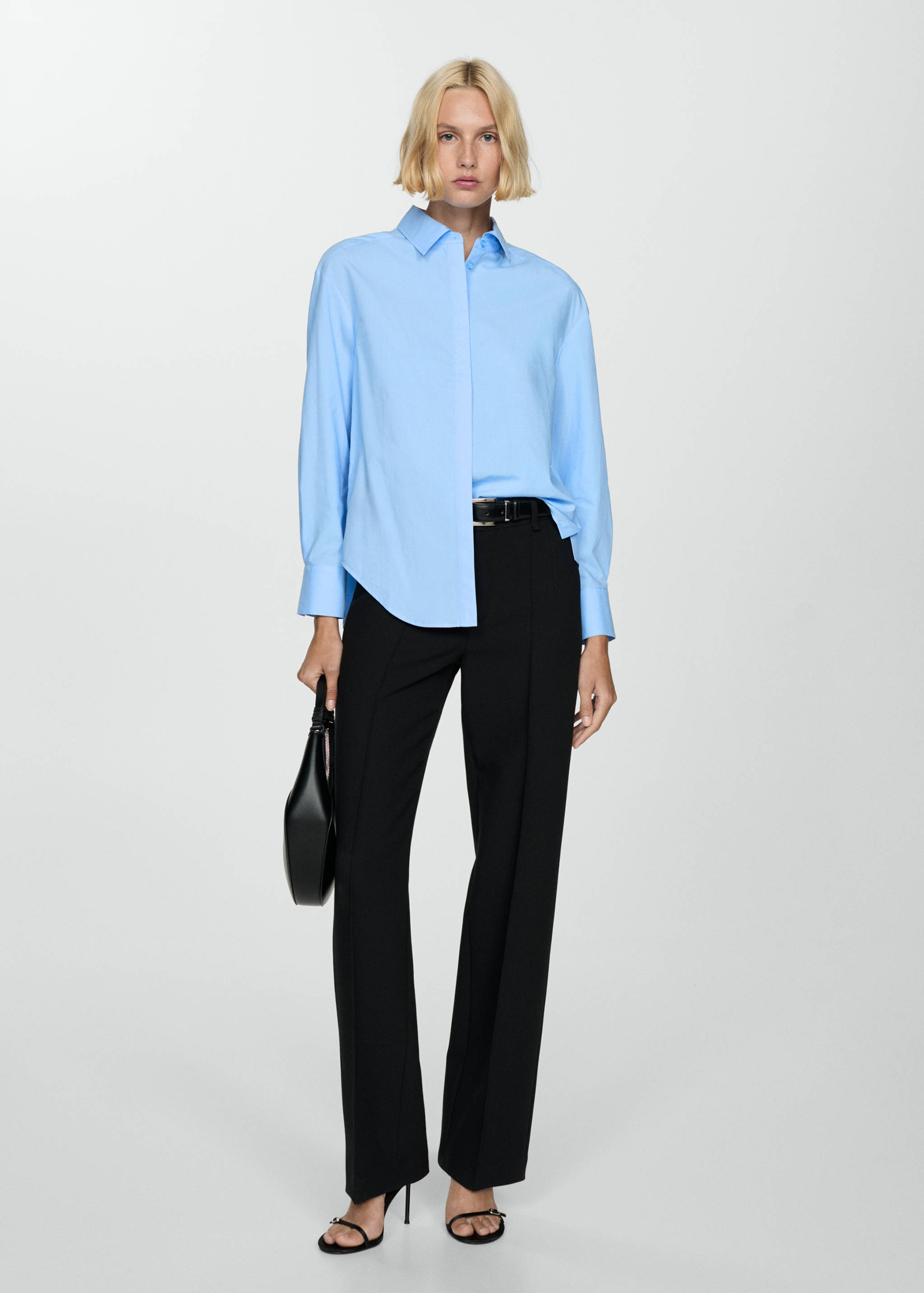 Lyocell shirt with hidden buttons - General plane