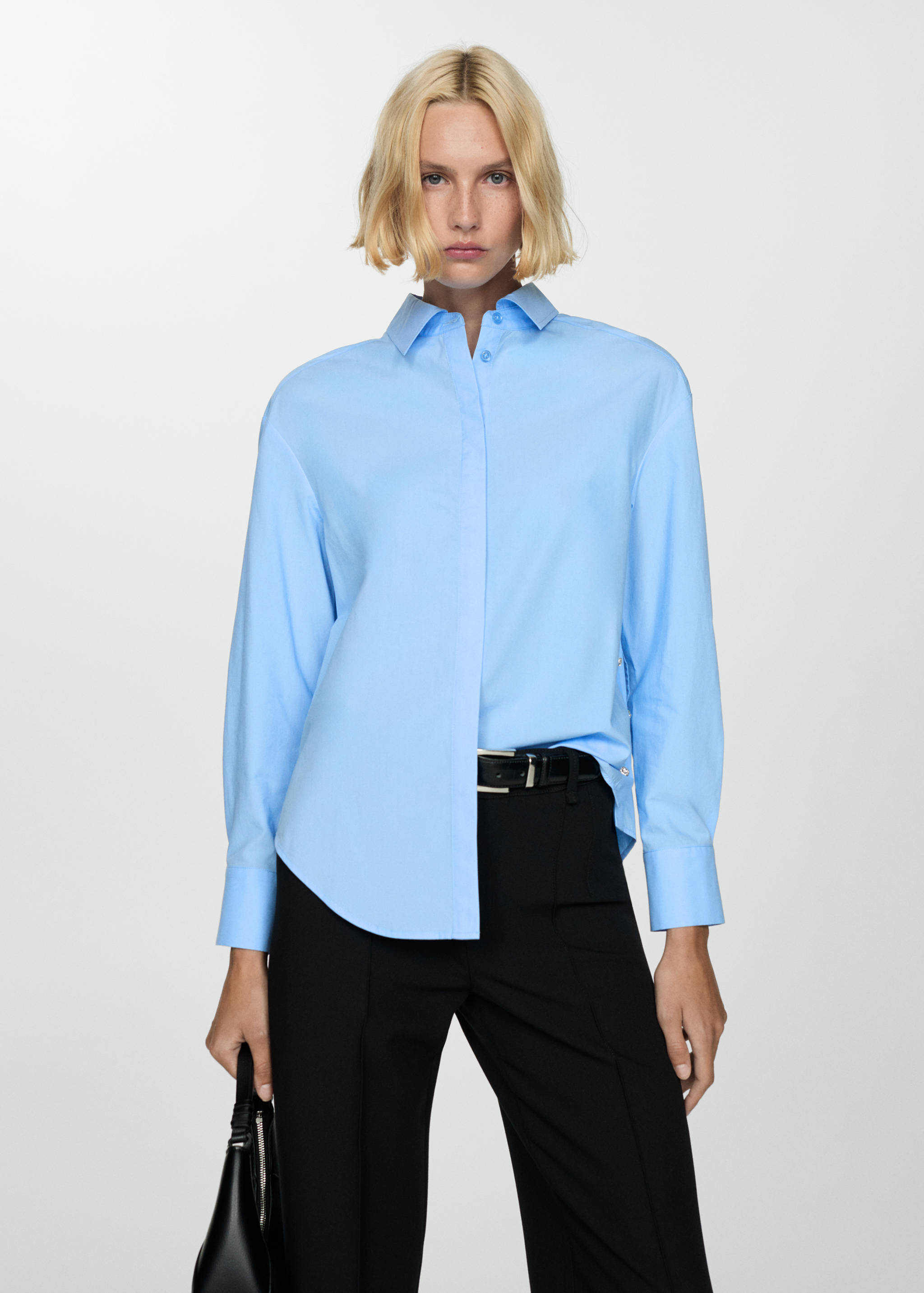Lyocell shirt with hidden buttons - Medium plane
