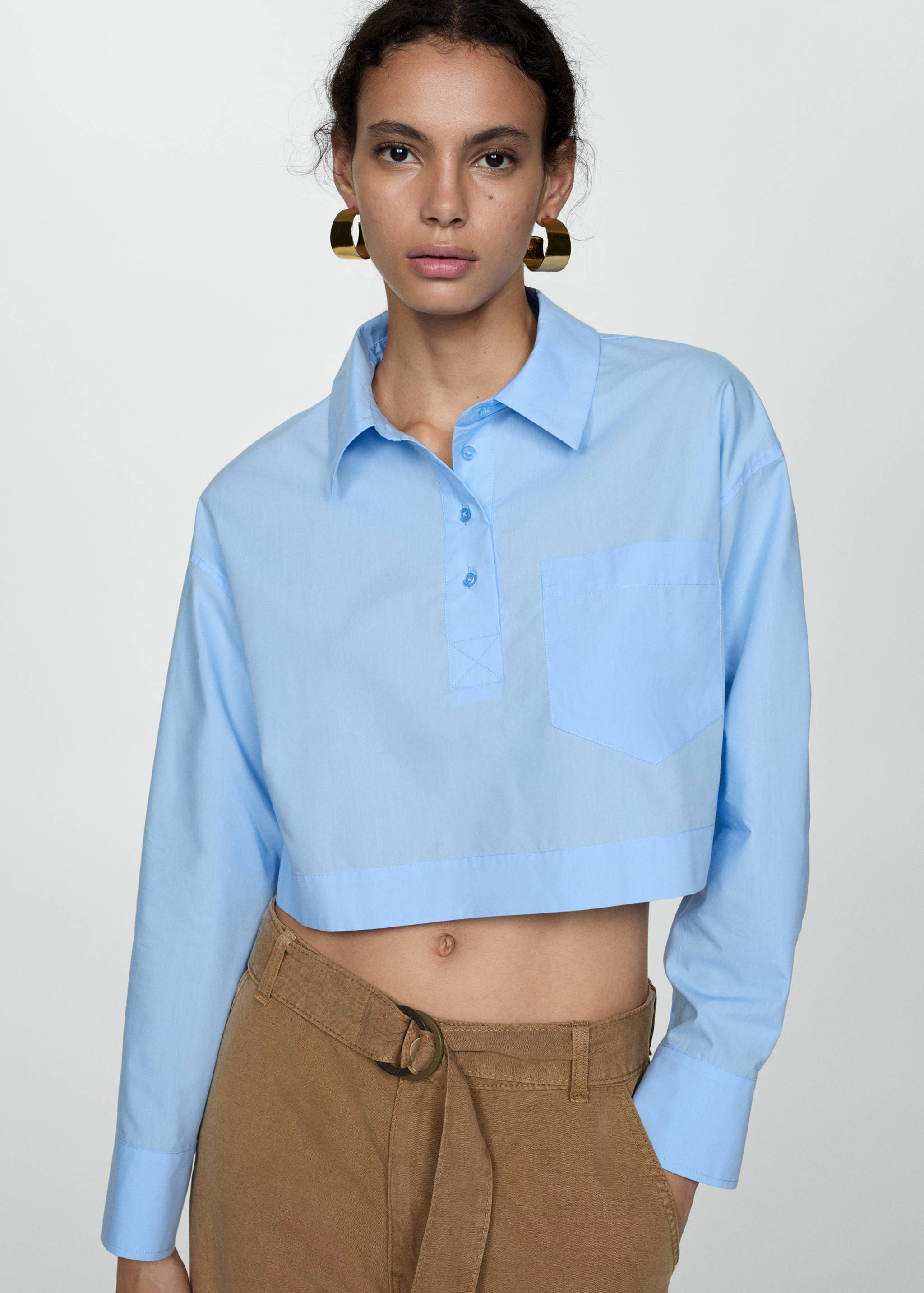 Cropped polo-neck shirt - Medium plane