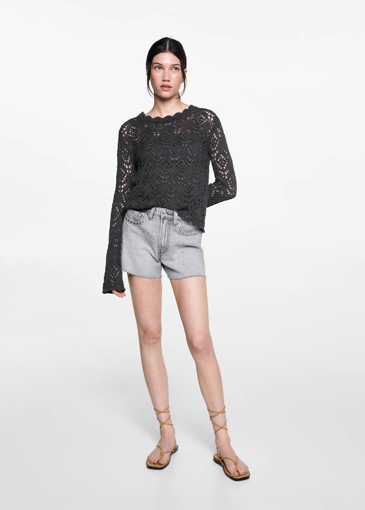 Openwork knit sweater — Charcoal