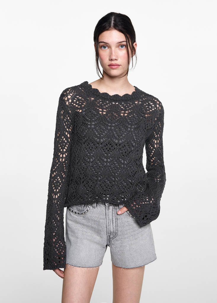 Openwork knit sweater — Charcoal
