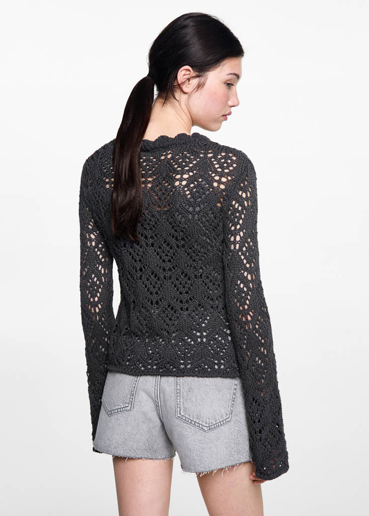 Openwork knit sweater — Charcoal