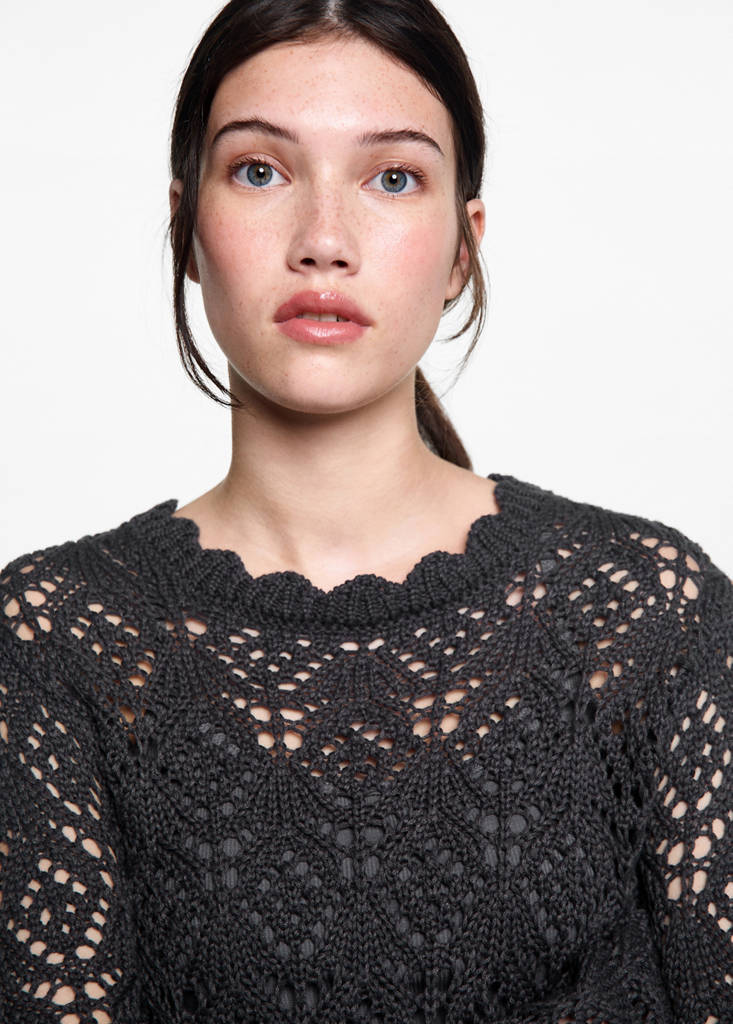 Openwork knit sweater — Charcoal