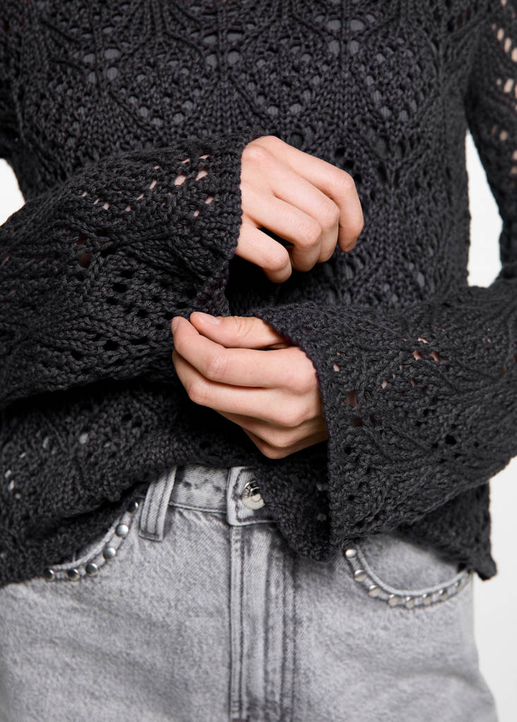 Openwork knit sweater — Charcoal