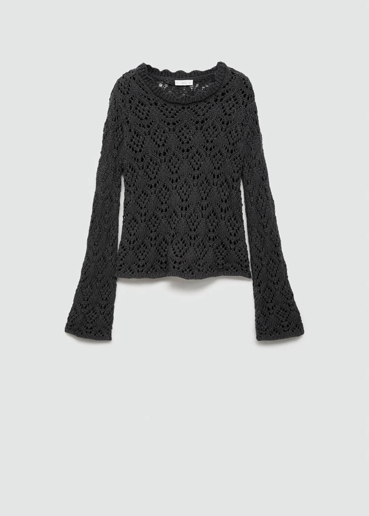 Openwork knit sweater — Charcoal