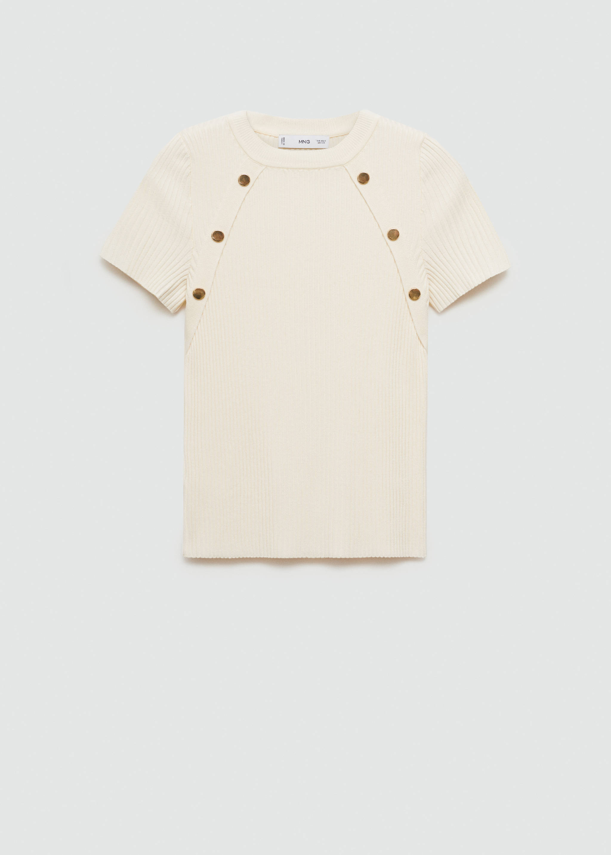 Short-sleeved ribbed sweater with buttons - Article without model