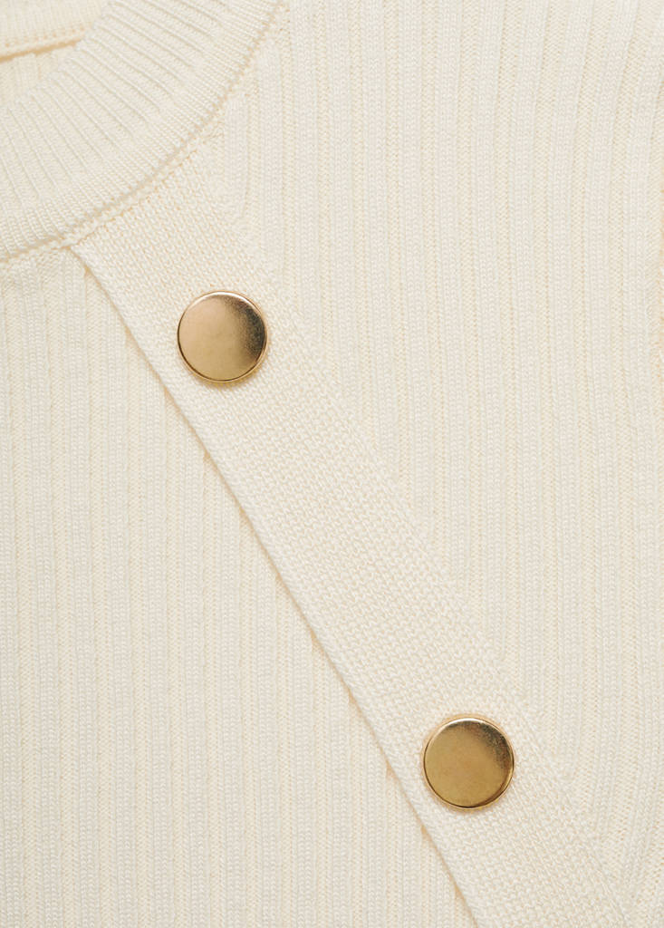 Short-sleeved ribbed sweater with buttons — Ecru